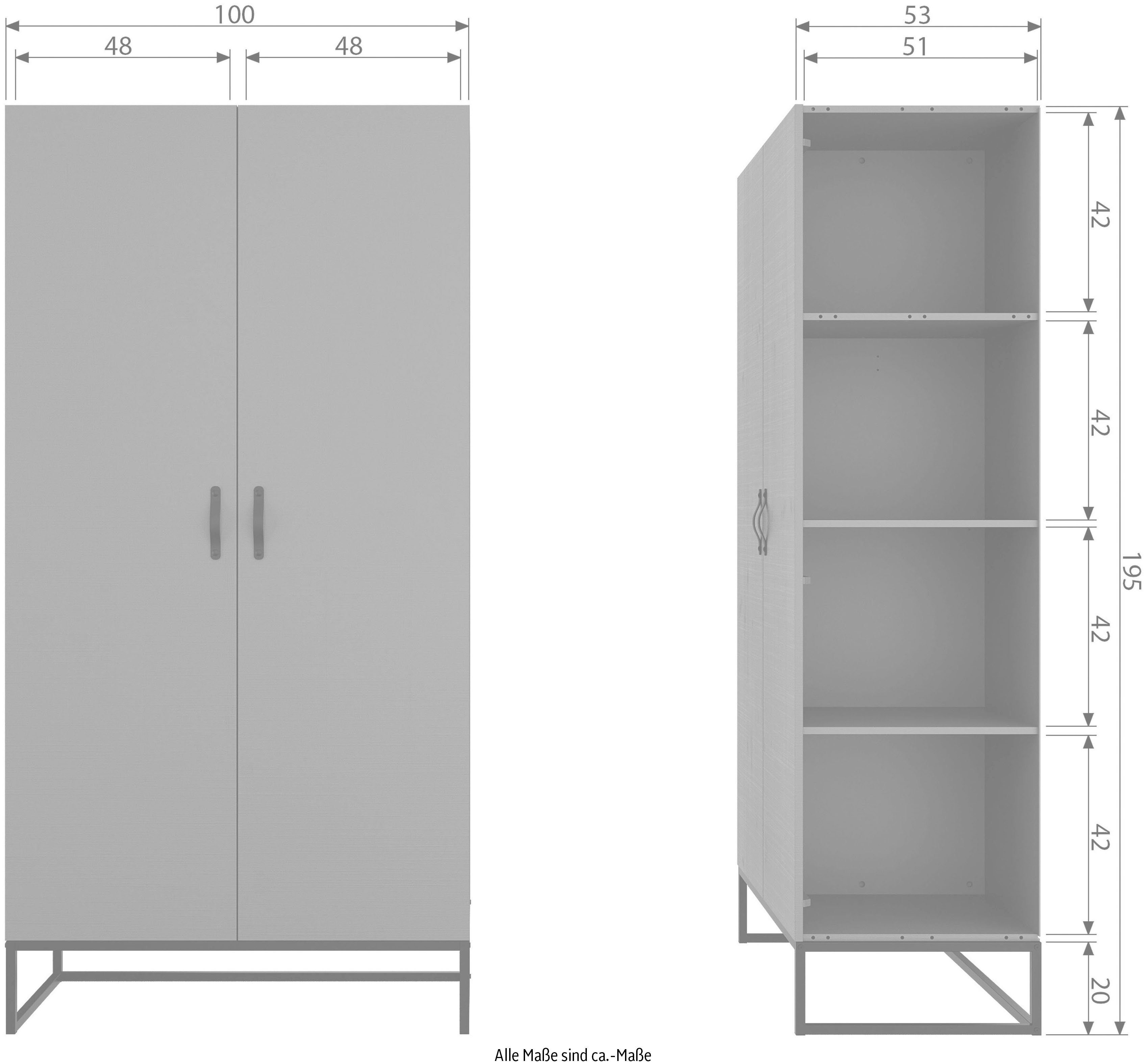 WOOOD Kledingkast MORRIS met kledingstang, massief dennenhout h 195 cm x b 100 cm