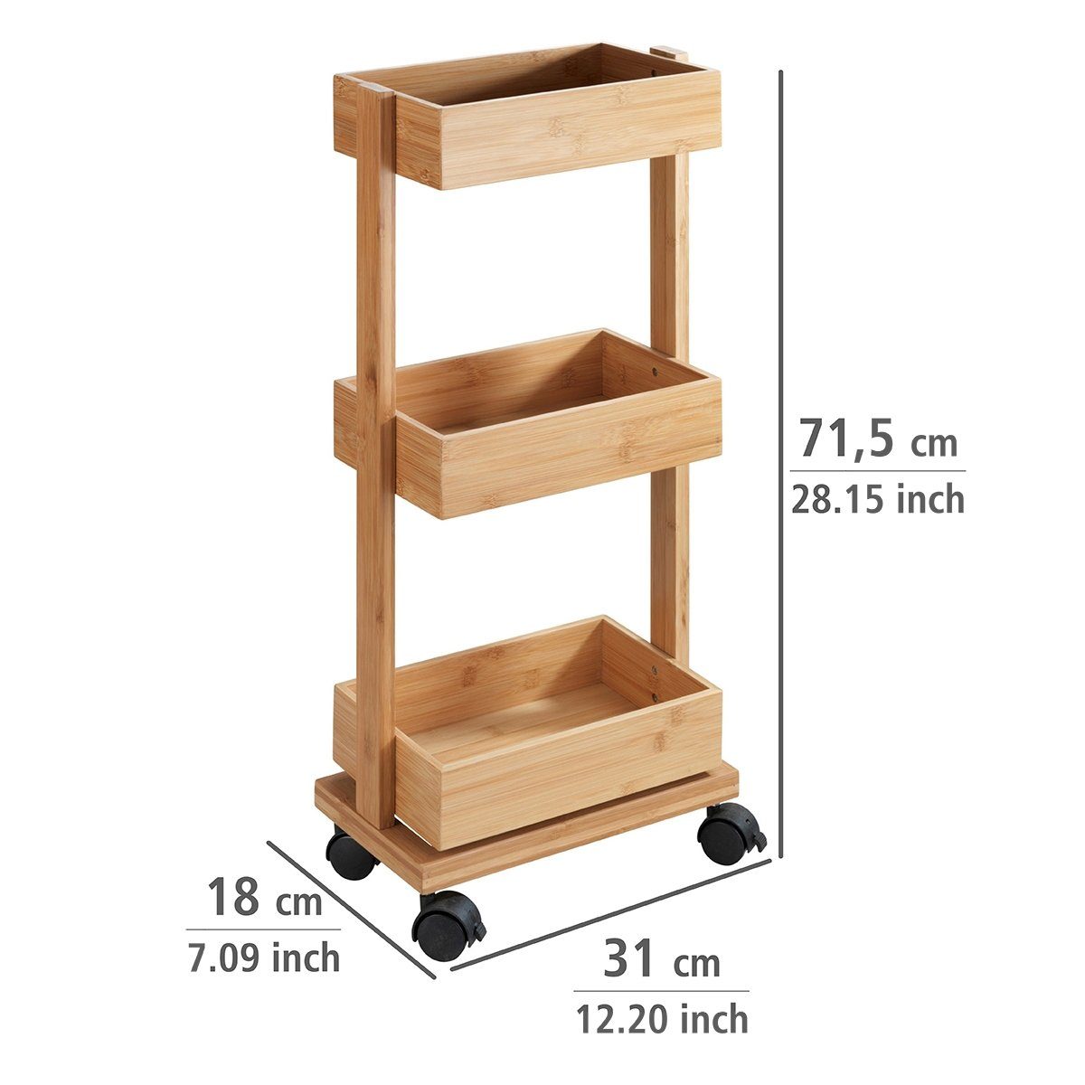WENKO Trolley Rek Tortona Badkamerkast met 3 legplanken