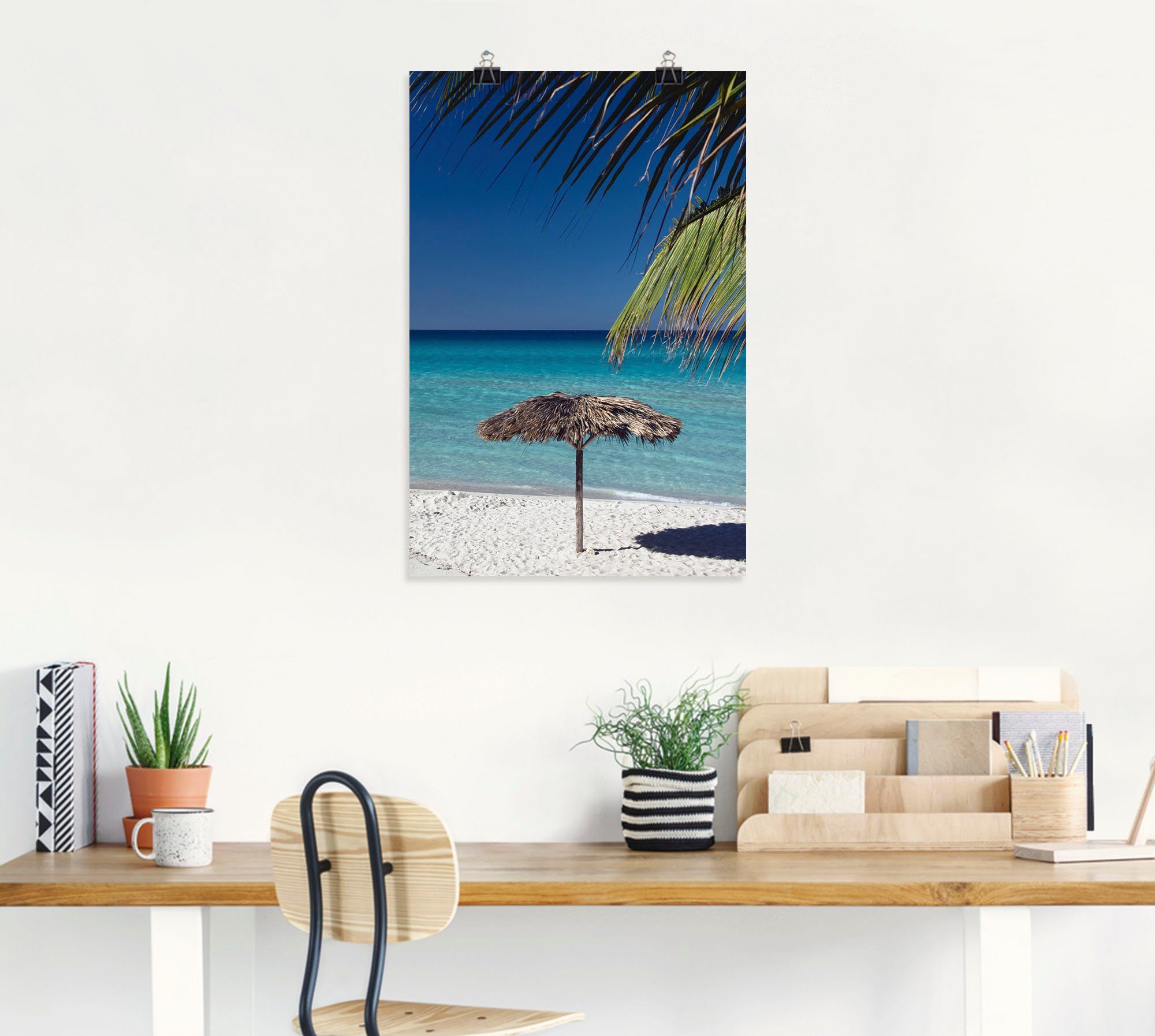 Artland Poster Parasol aan het strand als artprint van aluminium, artprint op linnen, muursticker of poster in verschillende maten
