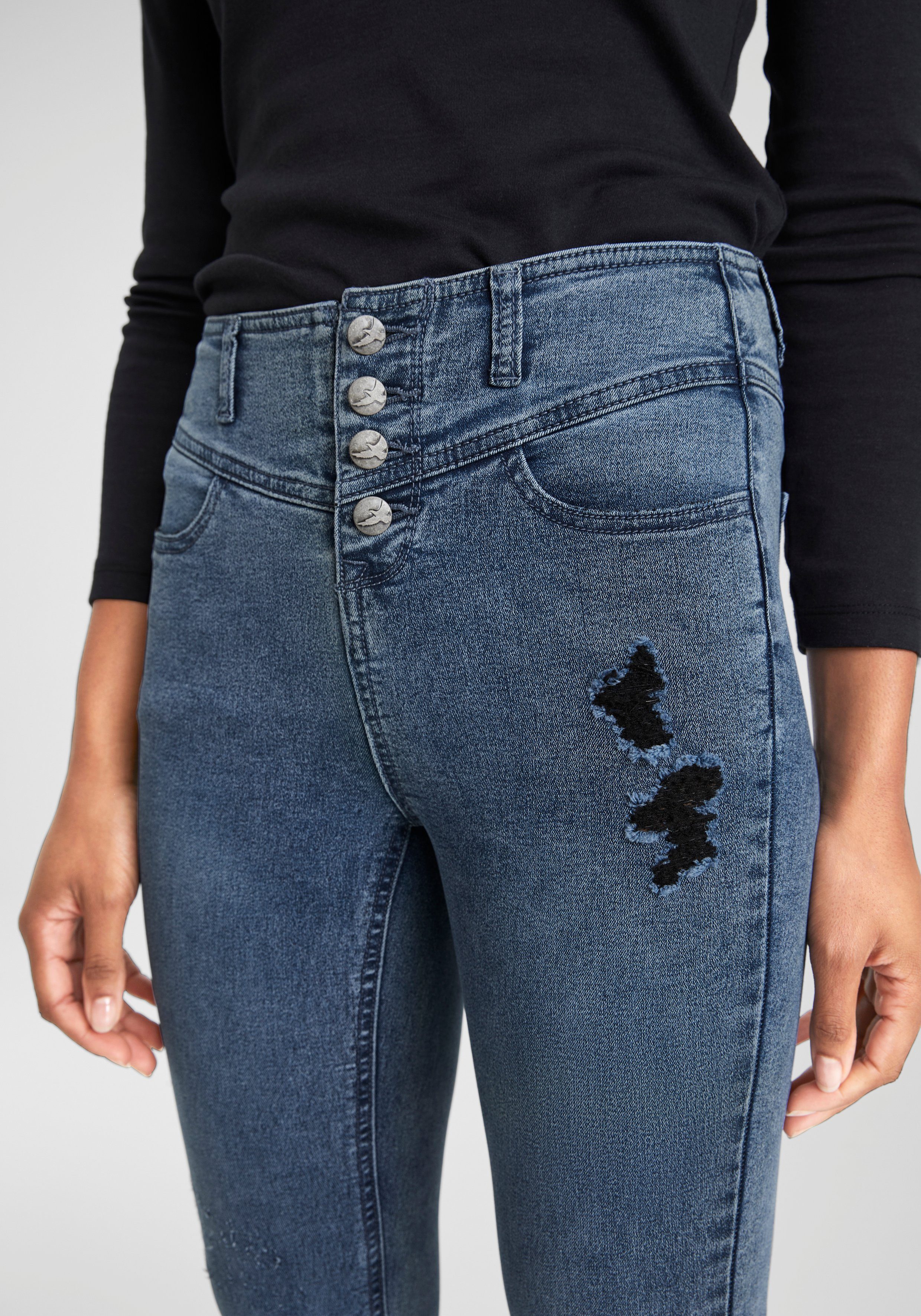 Arizona Skinny fit jeans Ultra Stretch hoge taille, enkel-lang, elastisch denim-materiaal