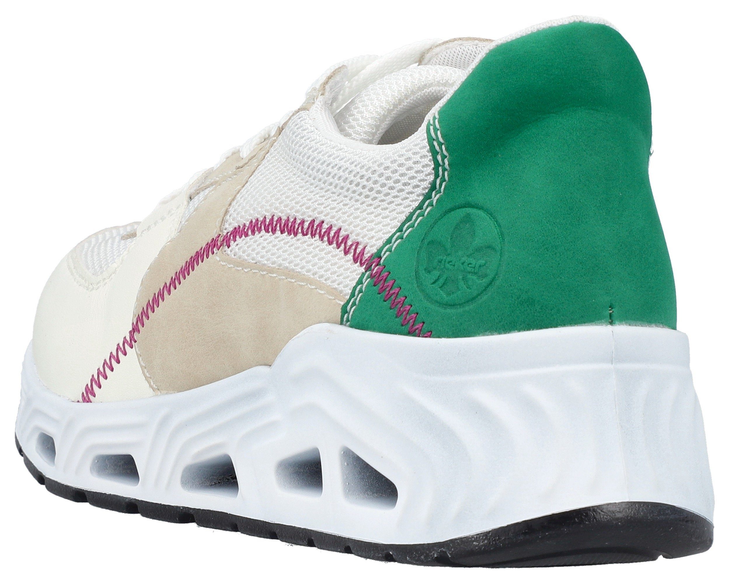 Rieker Sneakers met sleehak met contrasterende decoratieve naad, vrijetijdsschoen, lage schoen, veterschoen