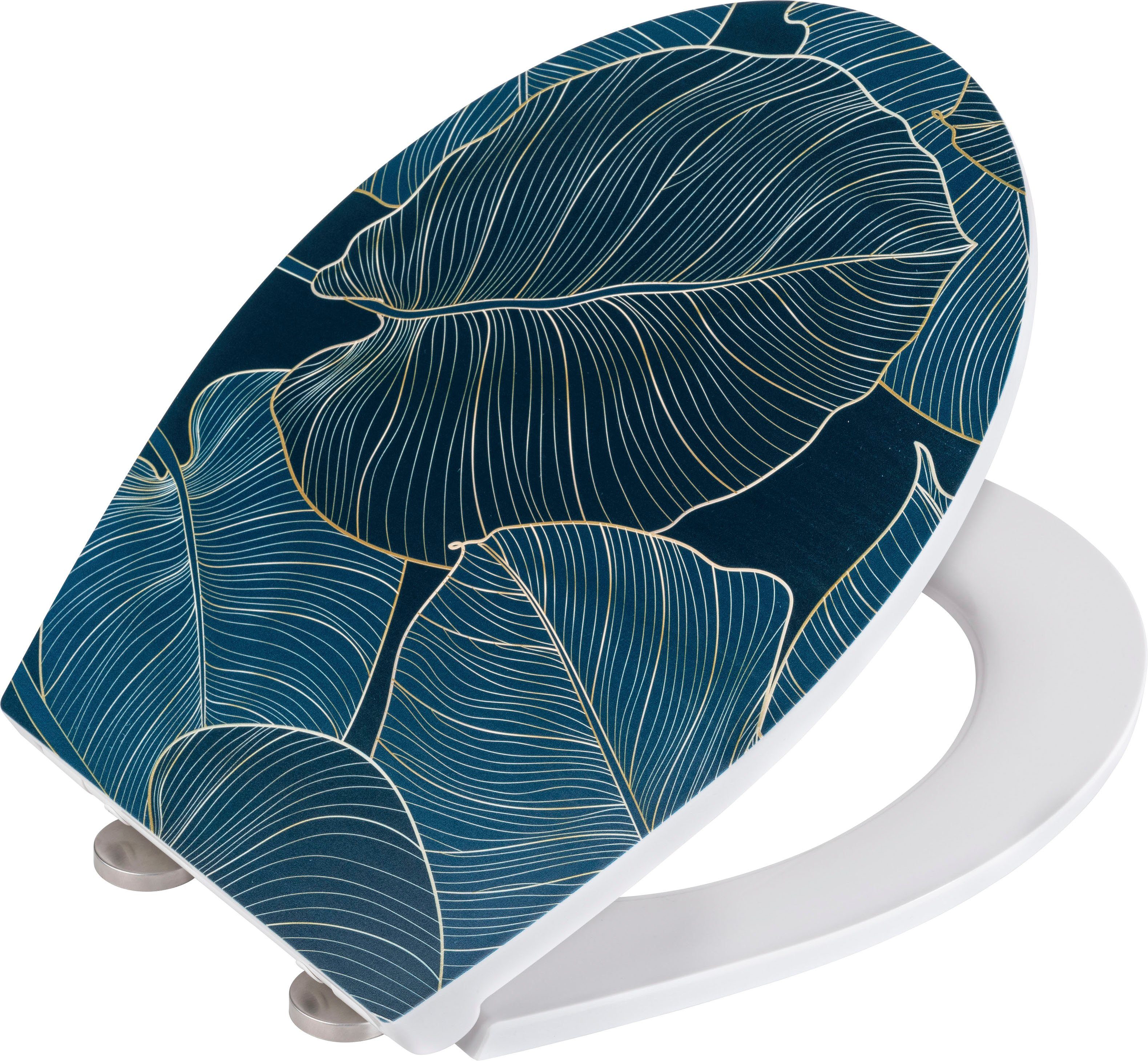 WENKO Toiletzitting Big Leaves met reliëf, van antibacteriële duroplast