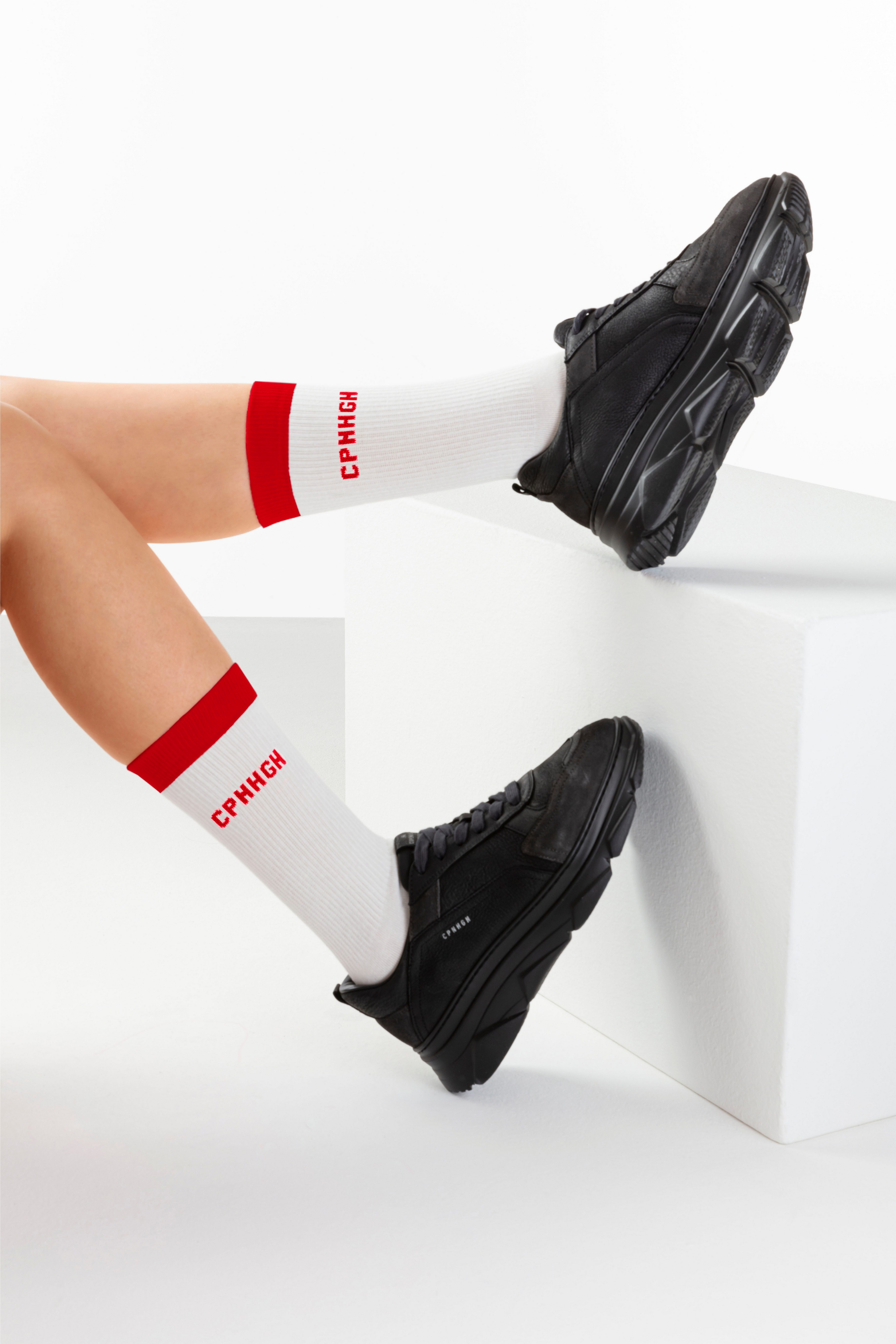 Copenhagen Studios Tennissokken met contrastkleurige band (set, 2 paar)