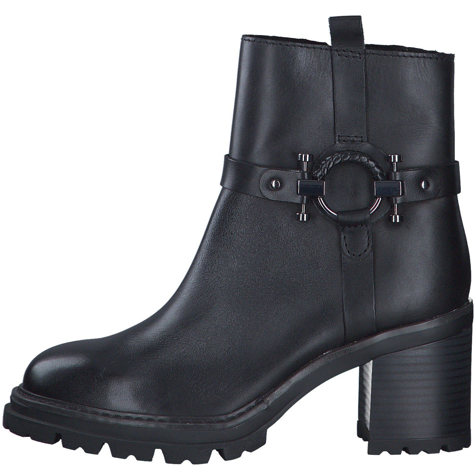 Marco Tozzi Laarsjes hakken, western-enkellaars, chunky boots met decoratieve band