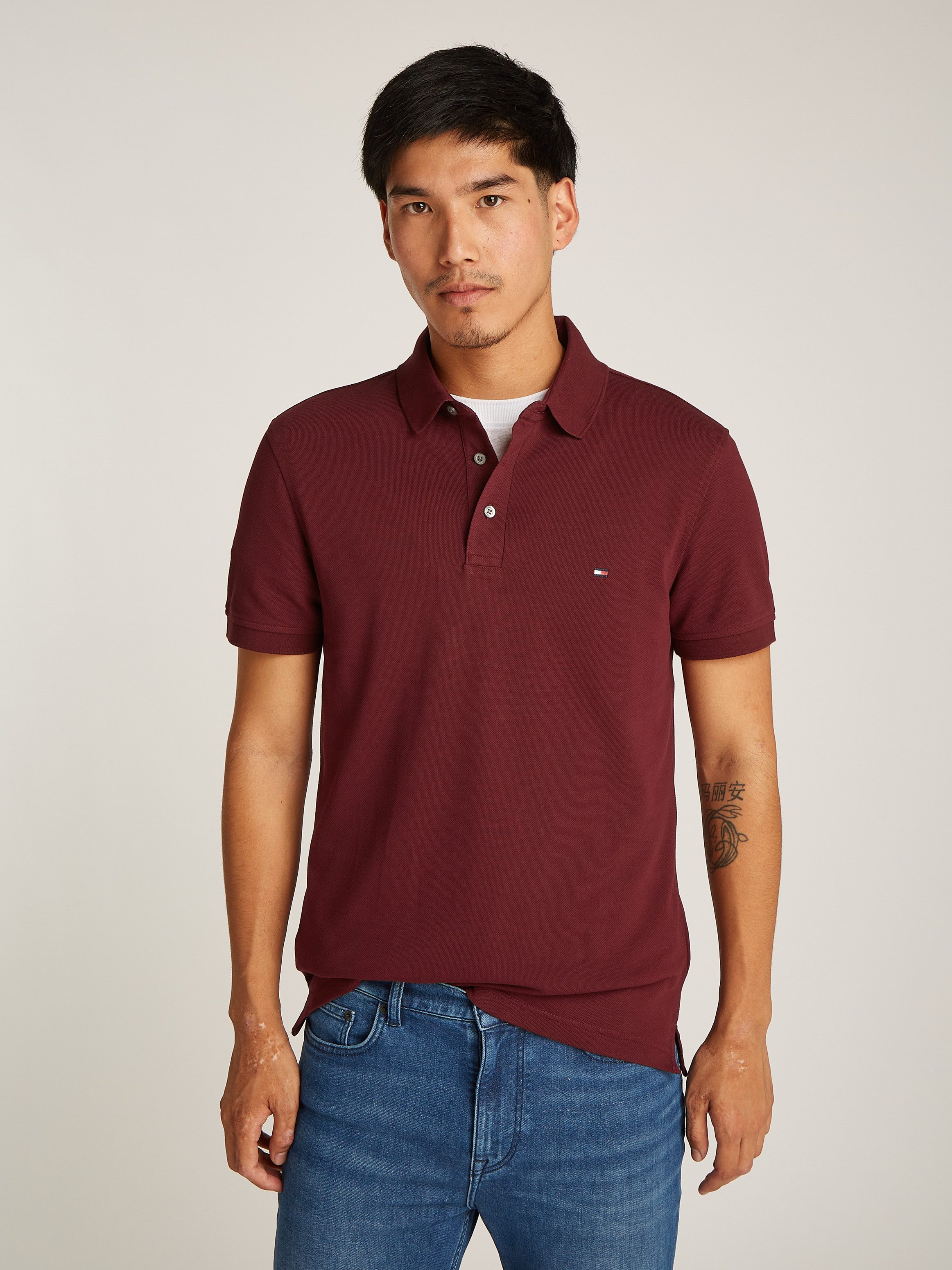 Tommy Hilfiger Poloshirt 1985 SLIM POLO met piquéstructuur en borduursel