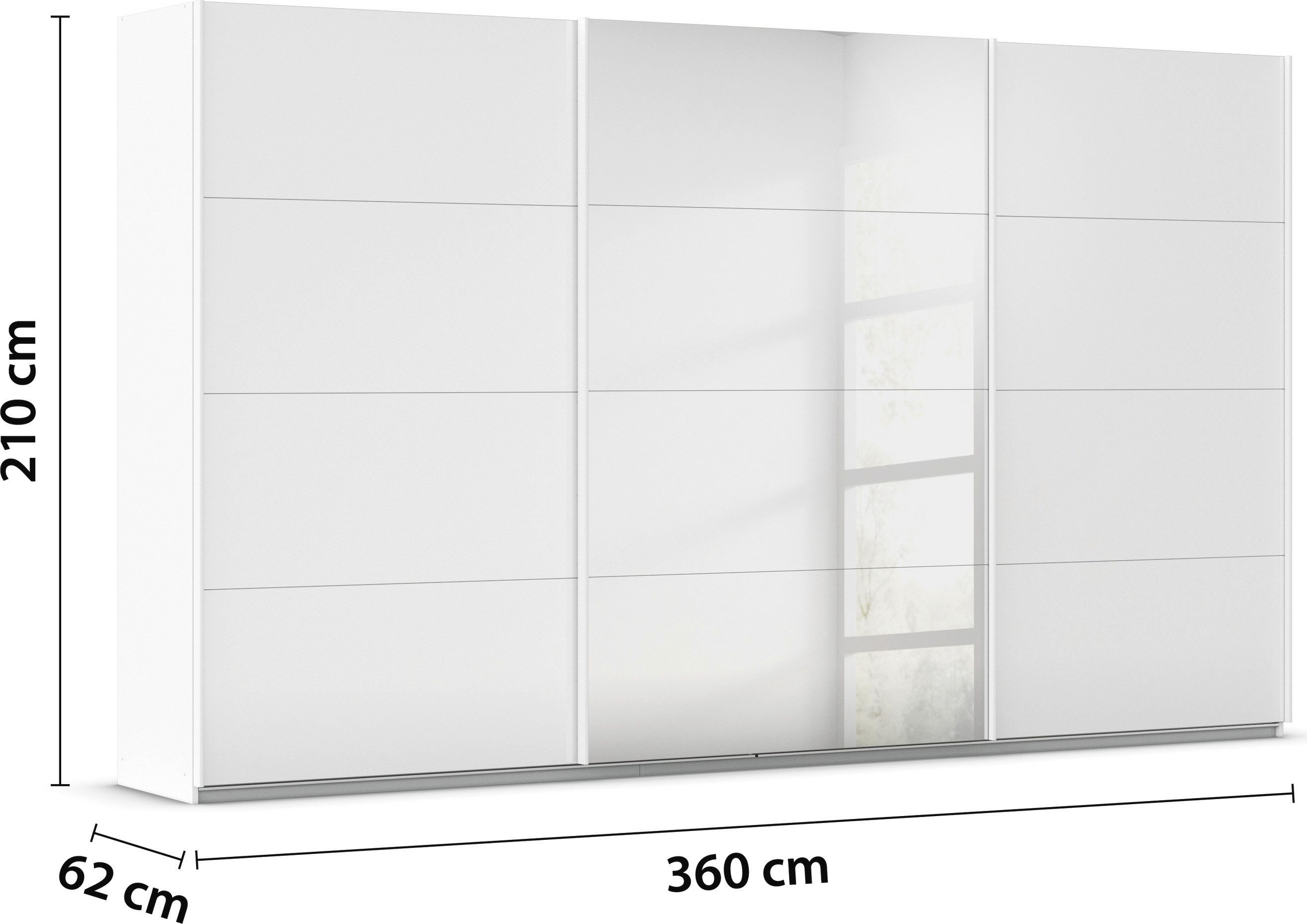 rauch Schuifdeurkast Kledingkasten kast garderobe AGORDO met glazen front doordachte binnenuitrusting, in 4 breedtes en 2 hoogtes made in germany