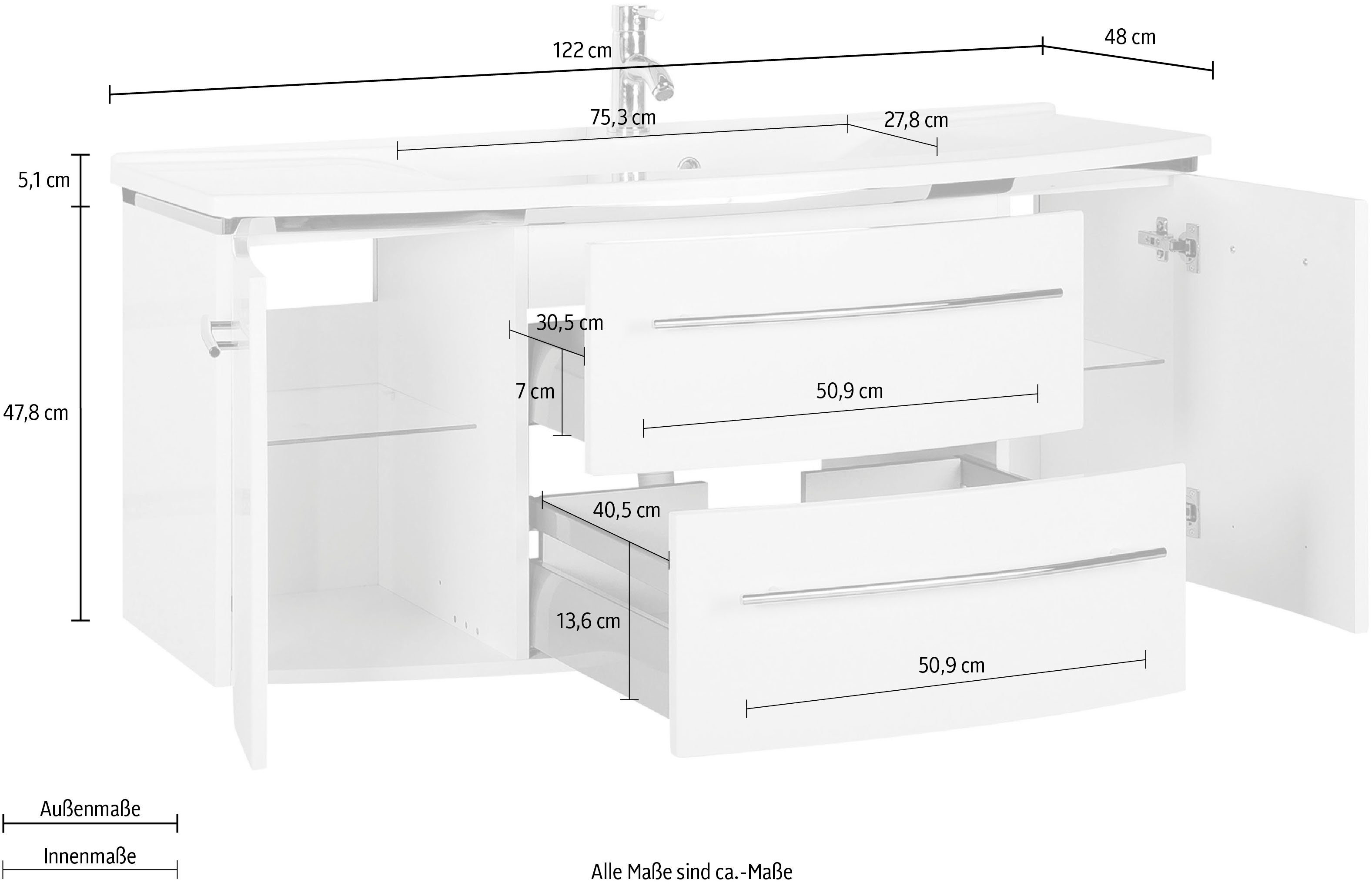 MARLIN Wastafelonderkast 3040 breedte 122 cm
