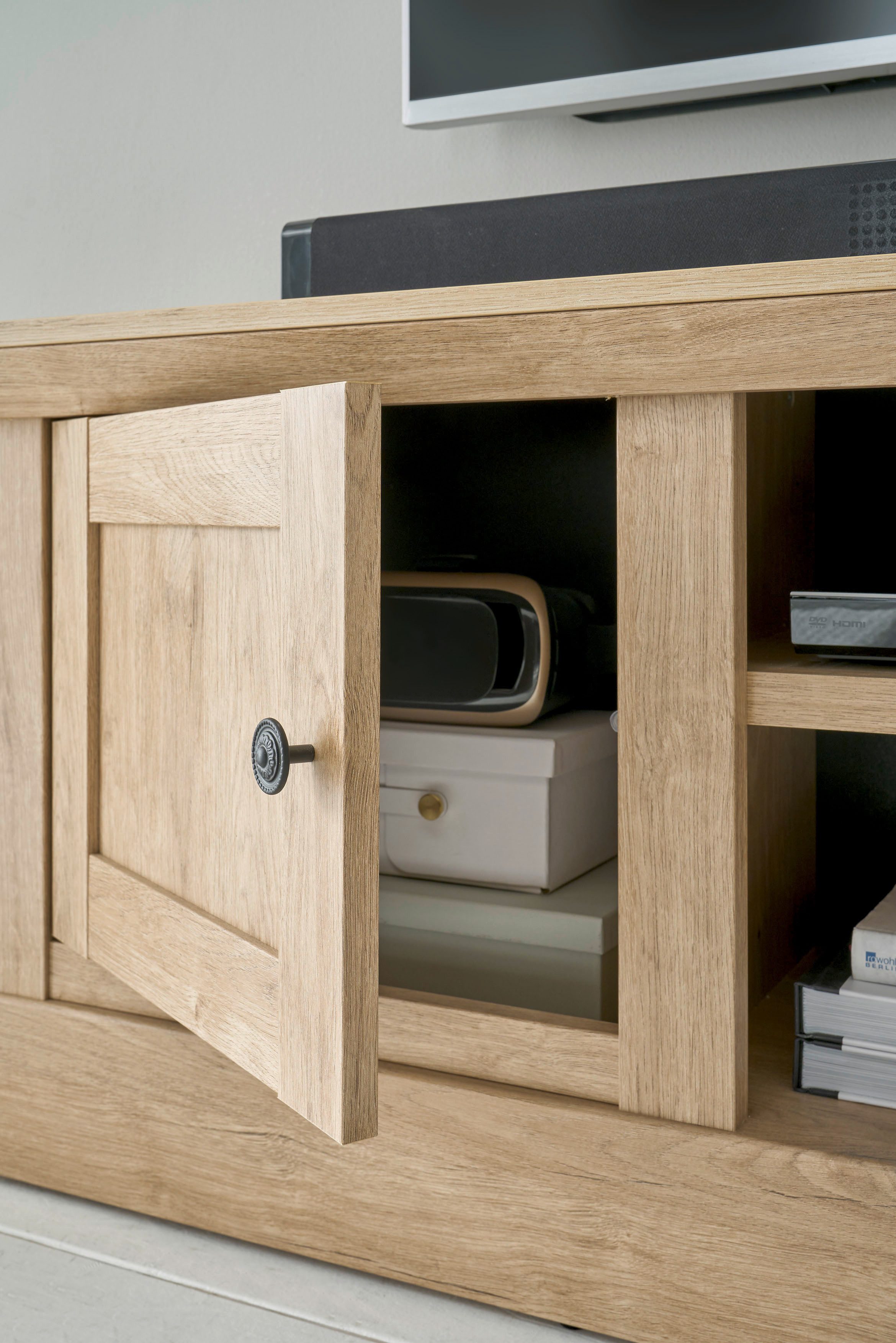 Home affaire Wandmeubel Cornwall, opbouwwand in landelijke stijl, woonkamer-set, eiken decor (set, 2-delig)