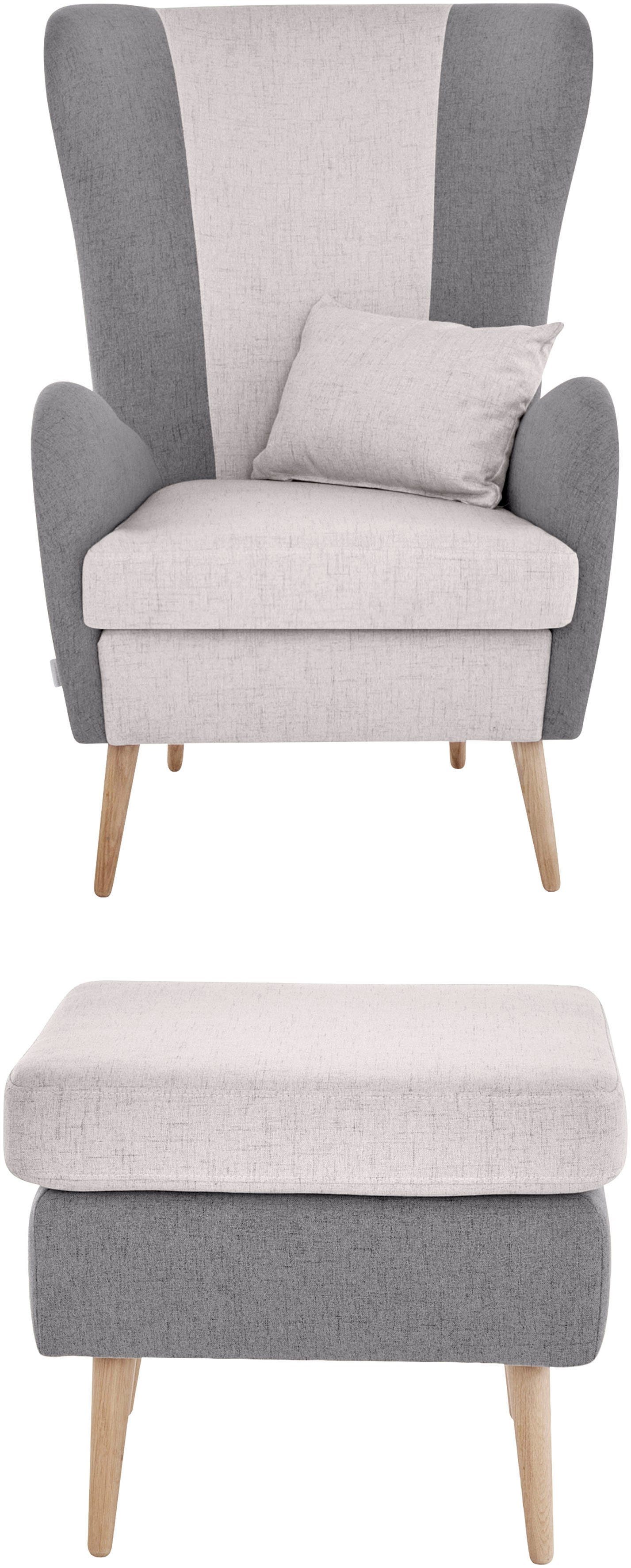 Home affaire Fauteuil Salla bekleding bouclé of fijne structuur, oorschelp fauteuil naar keuze met of zonder hocker, grote fauteuil: afm. bxdxh: 78x94x118cm