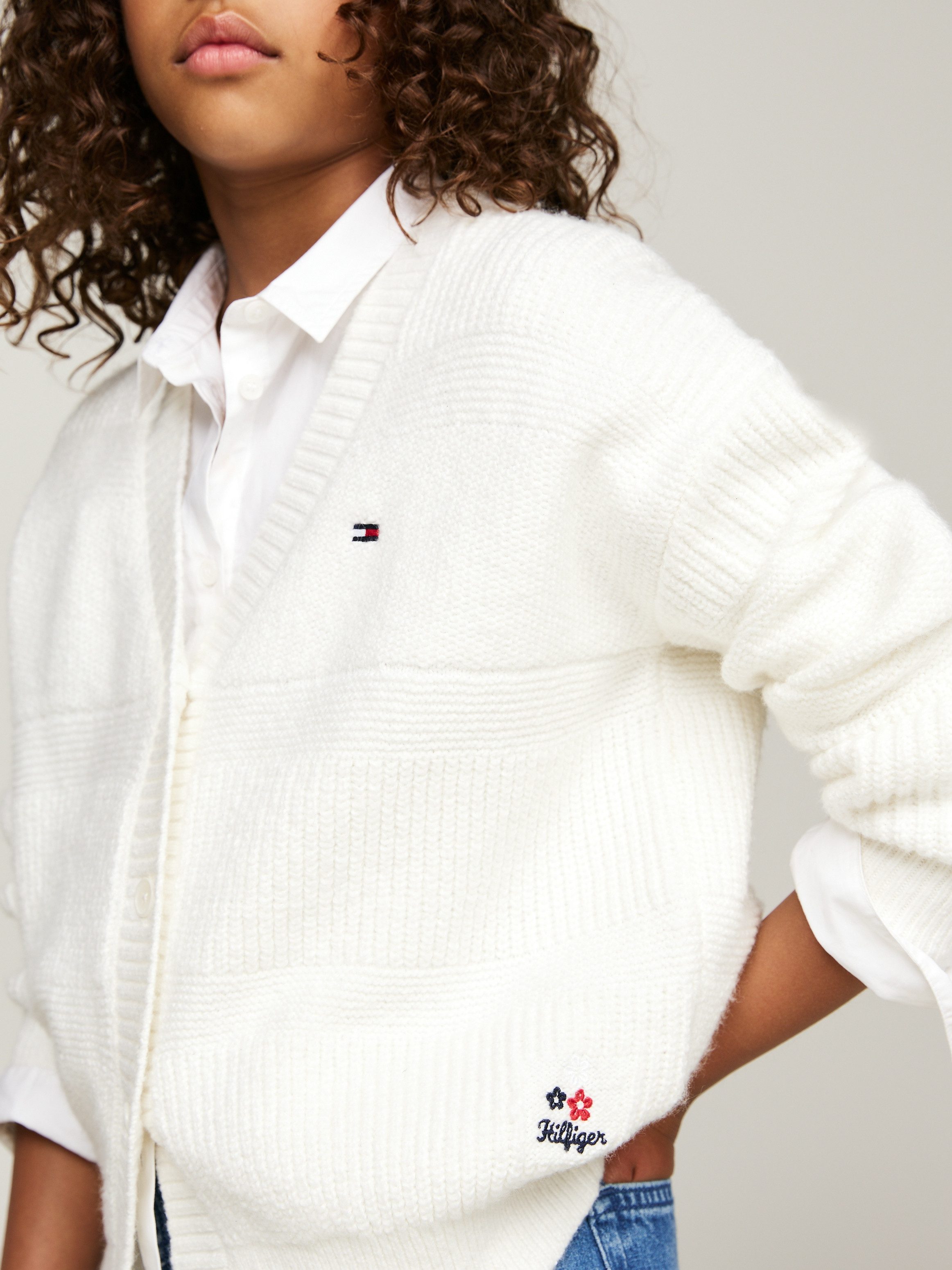 Tommy Hilfiger Vest MIX TEXTURED CARDIGAN Kinderen tot 16 jaar met logostiksel