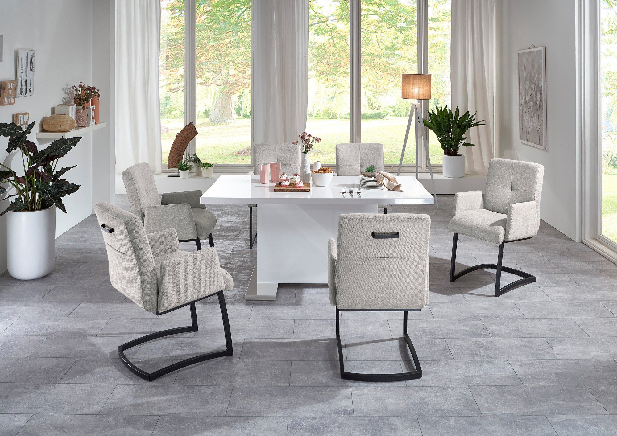 exxpo - sofa fashion Vrijdragende stoel Affogato met comfortabele armleuningen aantrekkelijke kruisnaad in de rugleuning