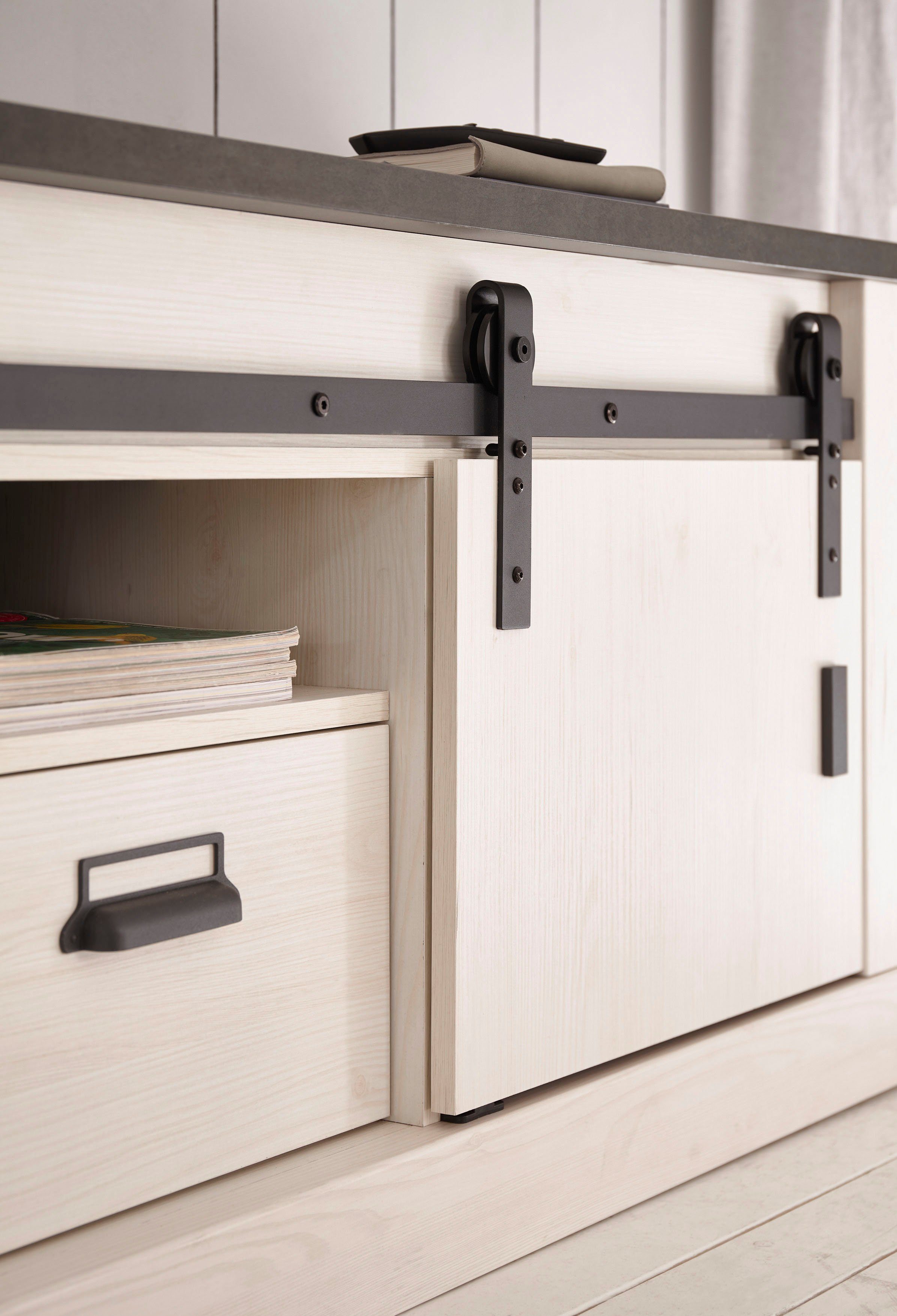 Home affaire Tv-meubel Sherwood Houtdecor, met schuurdeurbeslag en apothekersgreep, breedte 162 cm
