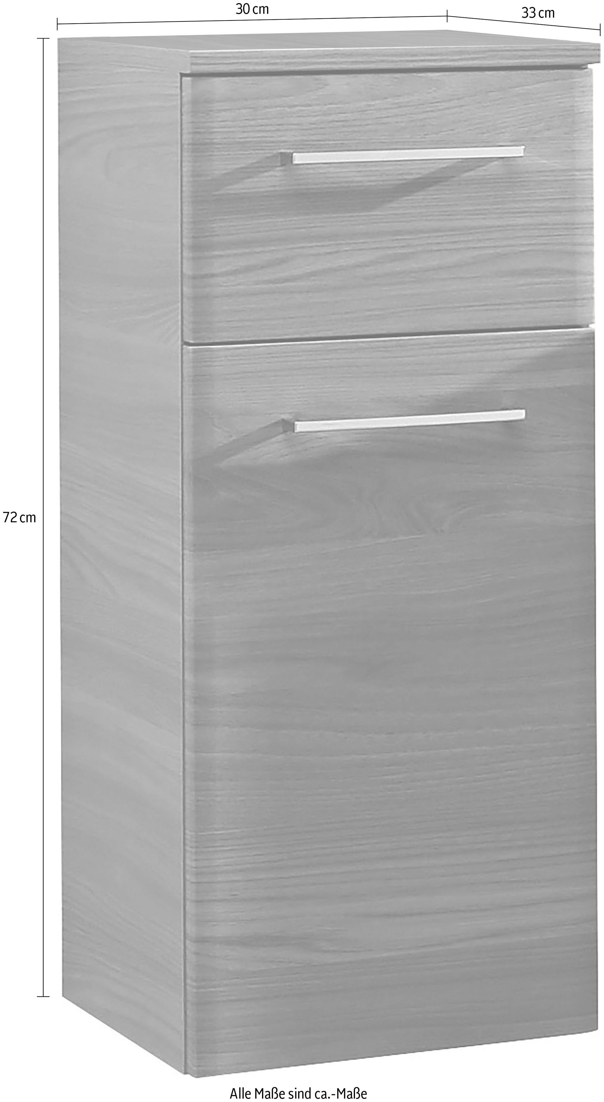 Saphir Onderkast Quickset 916 badkamerkast met 1 deur, 1 lade, grepen glanzend chroom