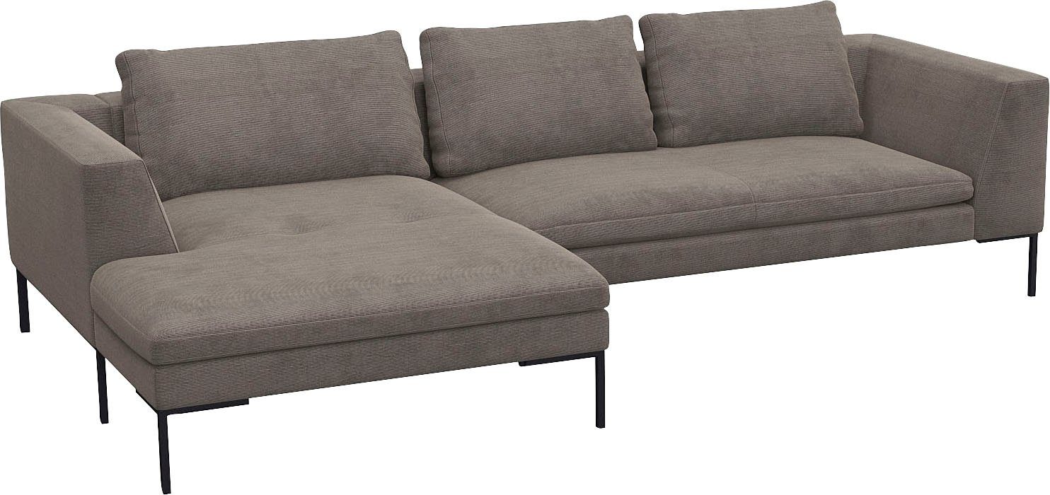 FLEXLUX Hoekbank Loano, geweldige zitcomfort, L-vorm moderne zitbank, vrijstaand, losse kussens, koudschuim in de zitting