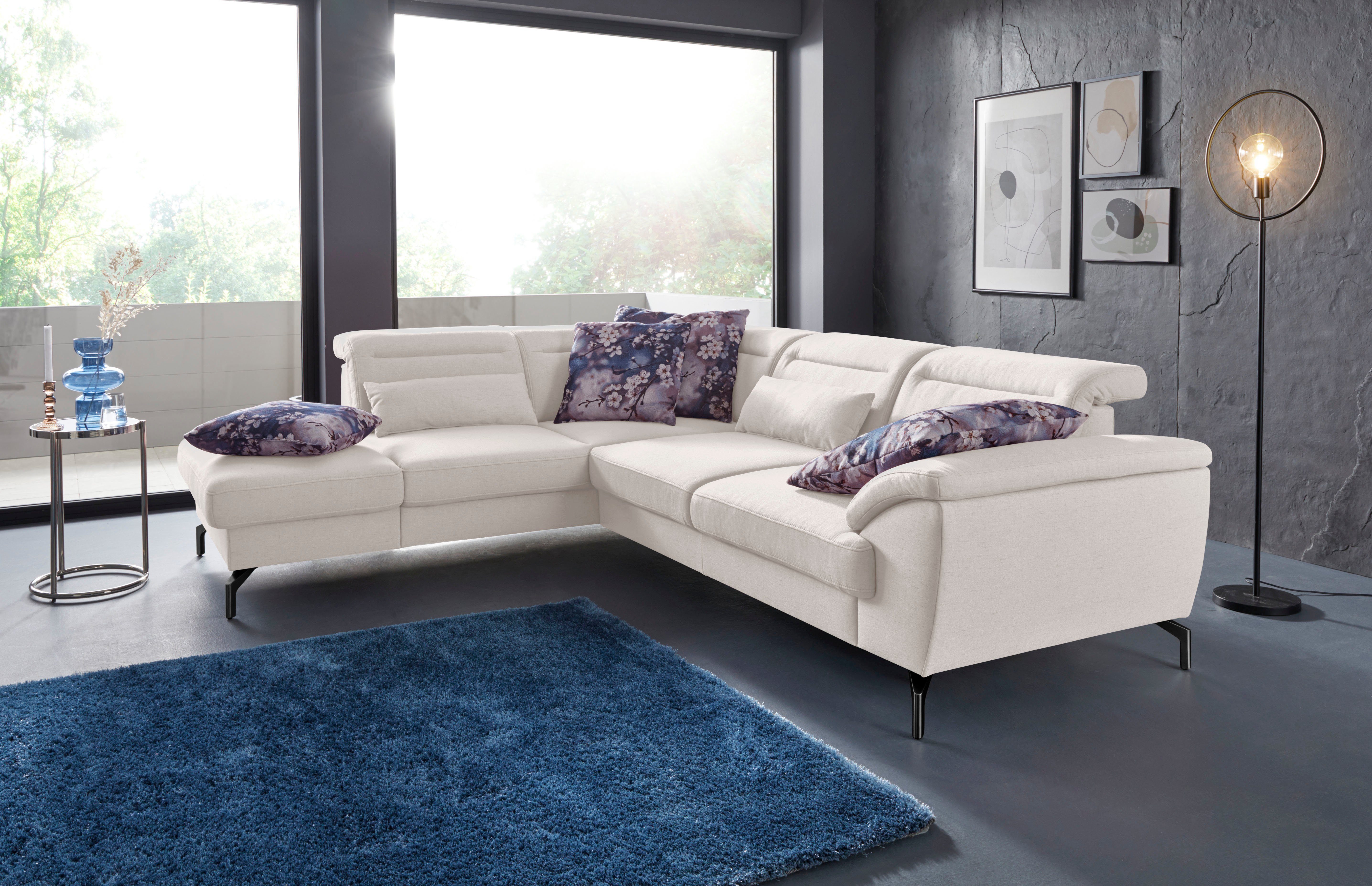 sit&more Hoekbank Percy L-vorm 15 cm poothoogte, zitdiepteverstelling, naar keuze in 2 pootkleuren
