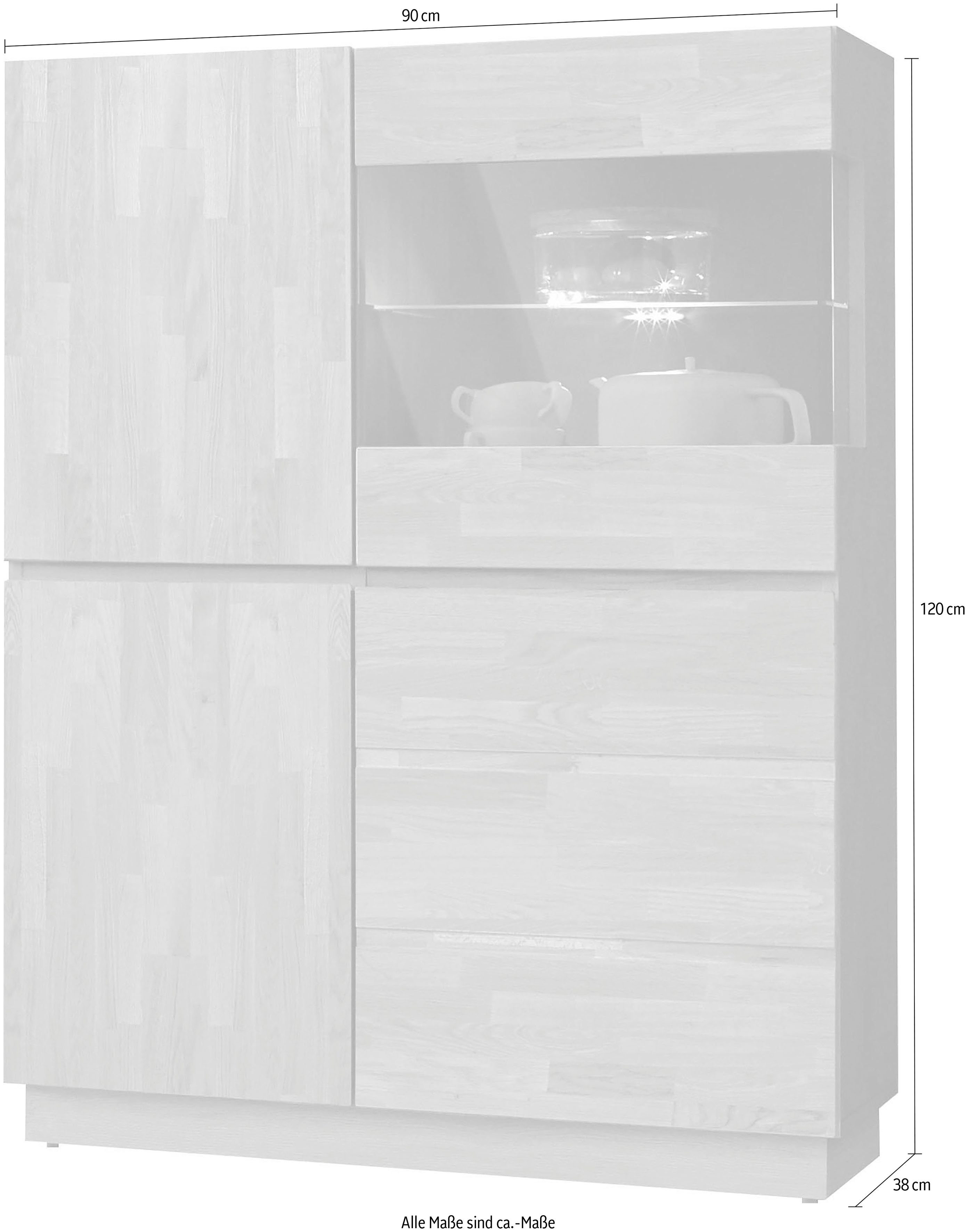 Home affaire Highboard Laima Vitrine, hoogte 120 cm, deels massief, FSC®-gecertificeerd