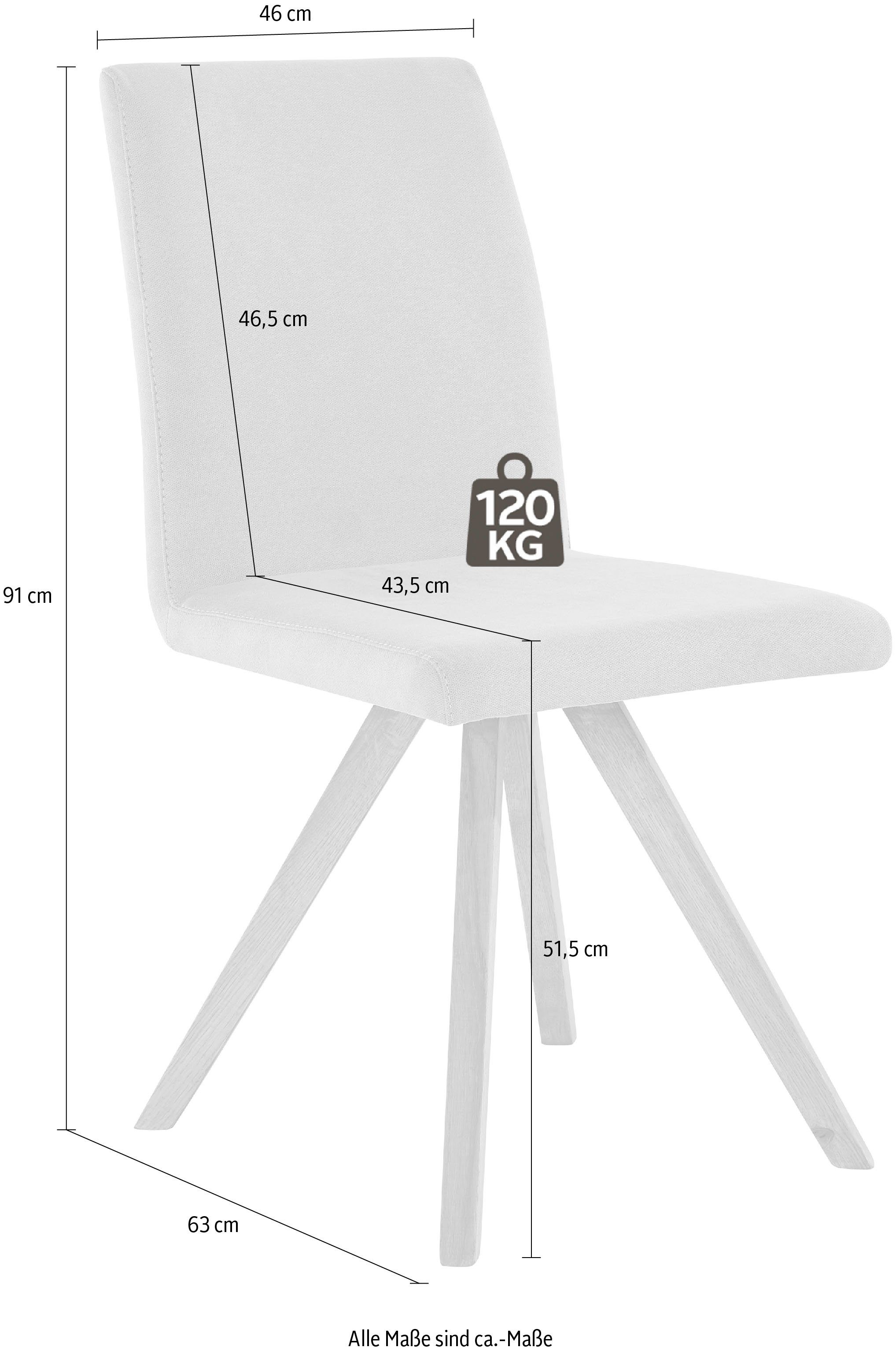 Home affaire Kuipstoel Rio Bekleding van imitatieleer of structuurstof en het frame is geolied eiken (2 stuks)