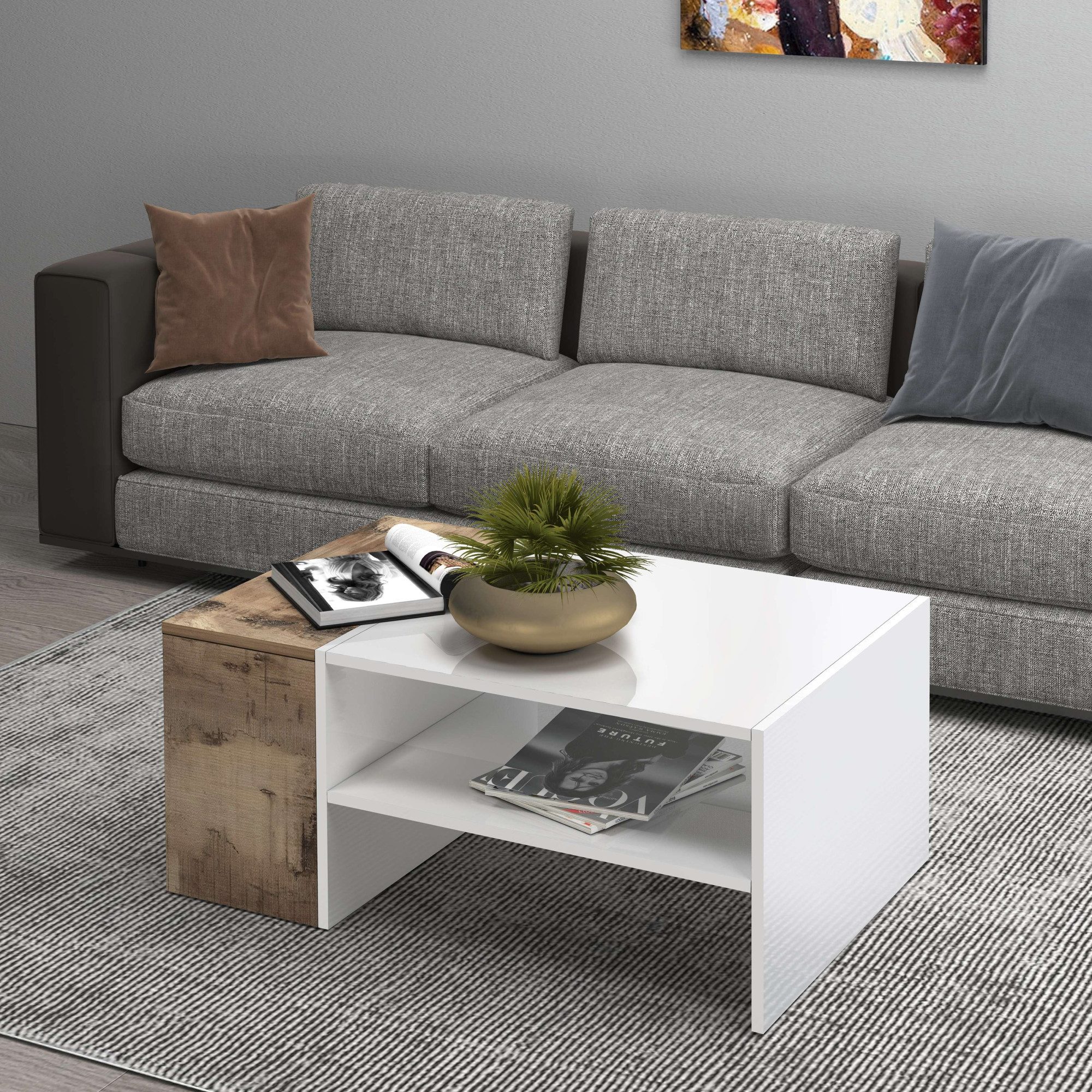 INOSIGN Salontafel Coro, salontafel met zijopbergruimte Lengte 90 cm, met twee opbergvakken waarvan één gesloten