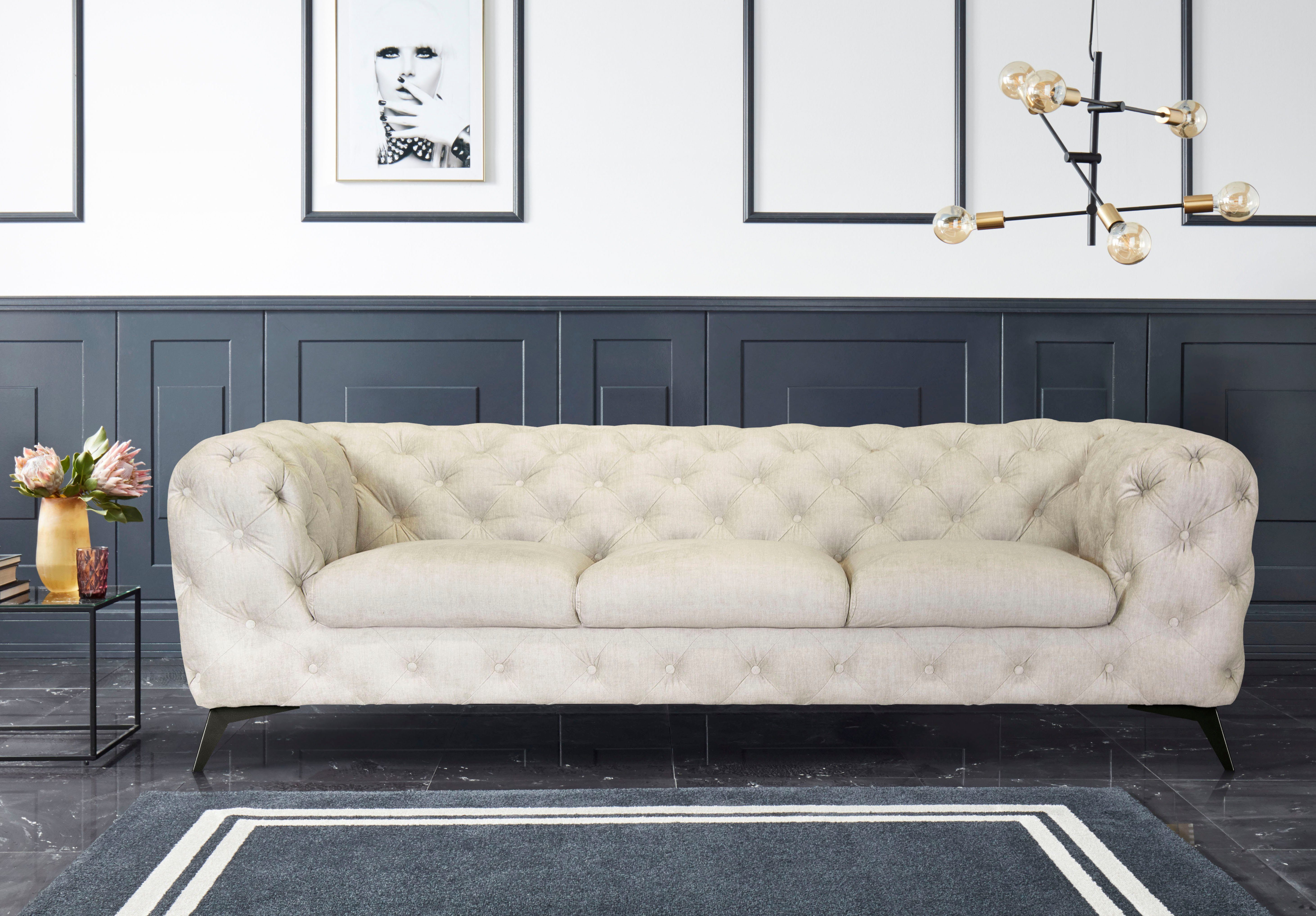 Leonique Chesterfield-bank Glynis luxueuze capitonnage, moderne chesterfield look, kleur van de poten ter keuze