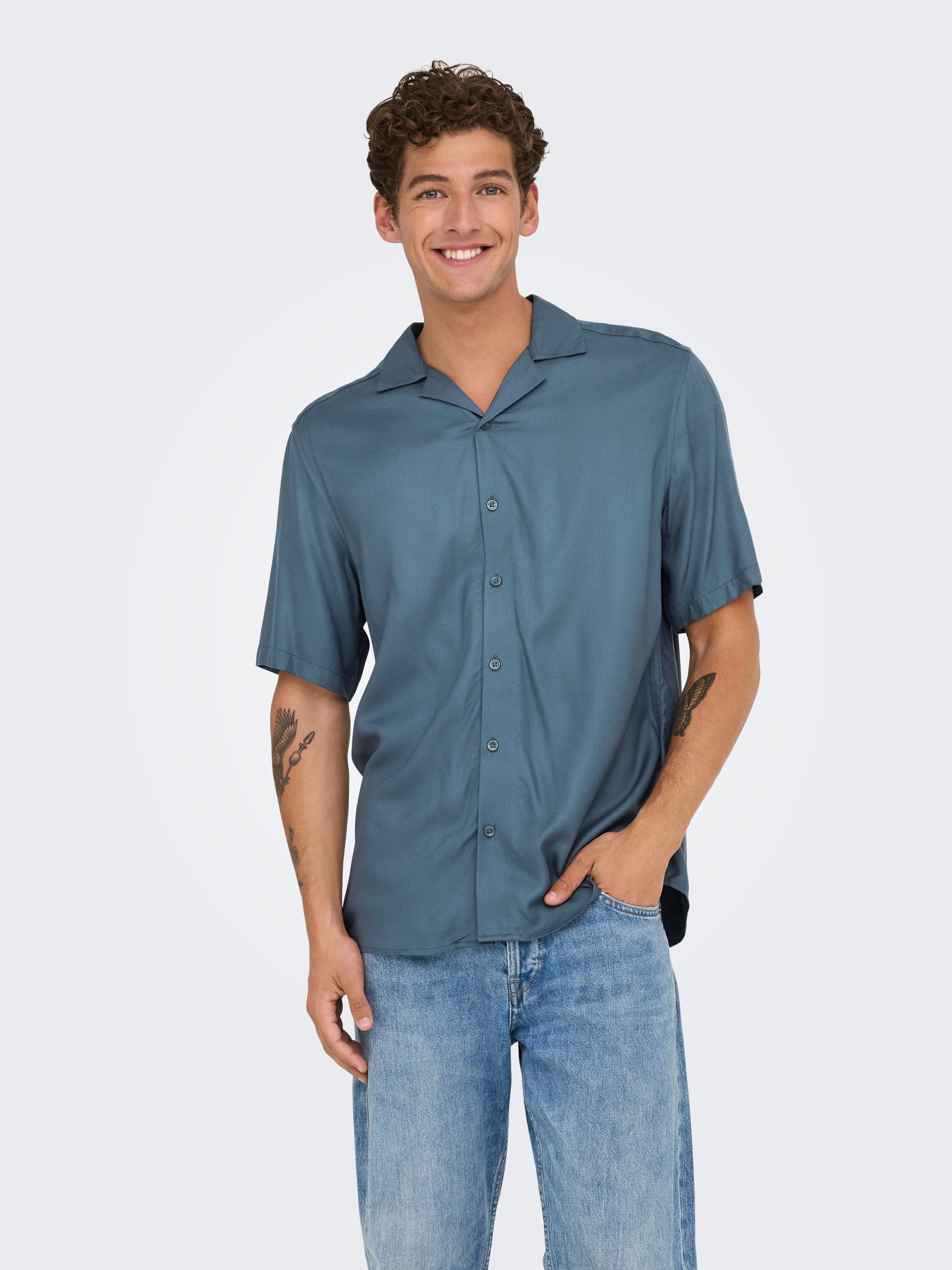 ONLY & SONS Overhemd met korte mouwen ONSDASH LIFE REG VISC RES SS SHIRT