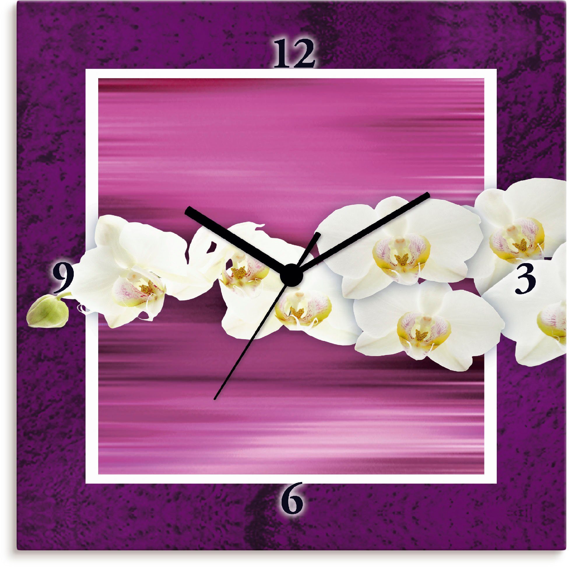 Artland Wandklok Orchideeën - violet geluidloos, zonder tikkende geluiden, niet tikkend, geruisloos - naar keuze: radiografische klok of kwartsklok, moderne klok voor woonkamer, ke