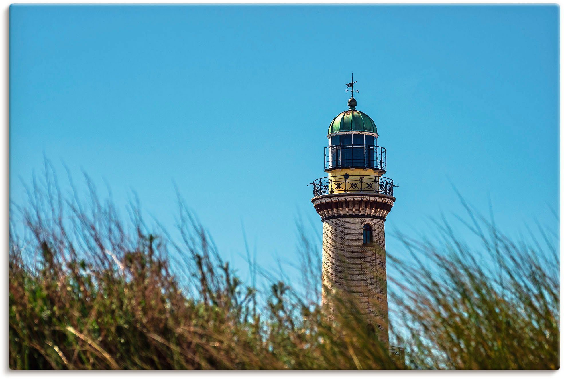 Artland Artprint Blick auf Leuchtturm in Warnemünde in vele afmetingen & productsoorten - artprint van aluminium / artprint voor buiten, artprint op linnen, poster, muursticker / w