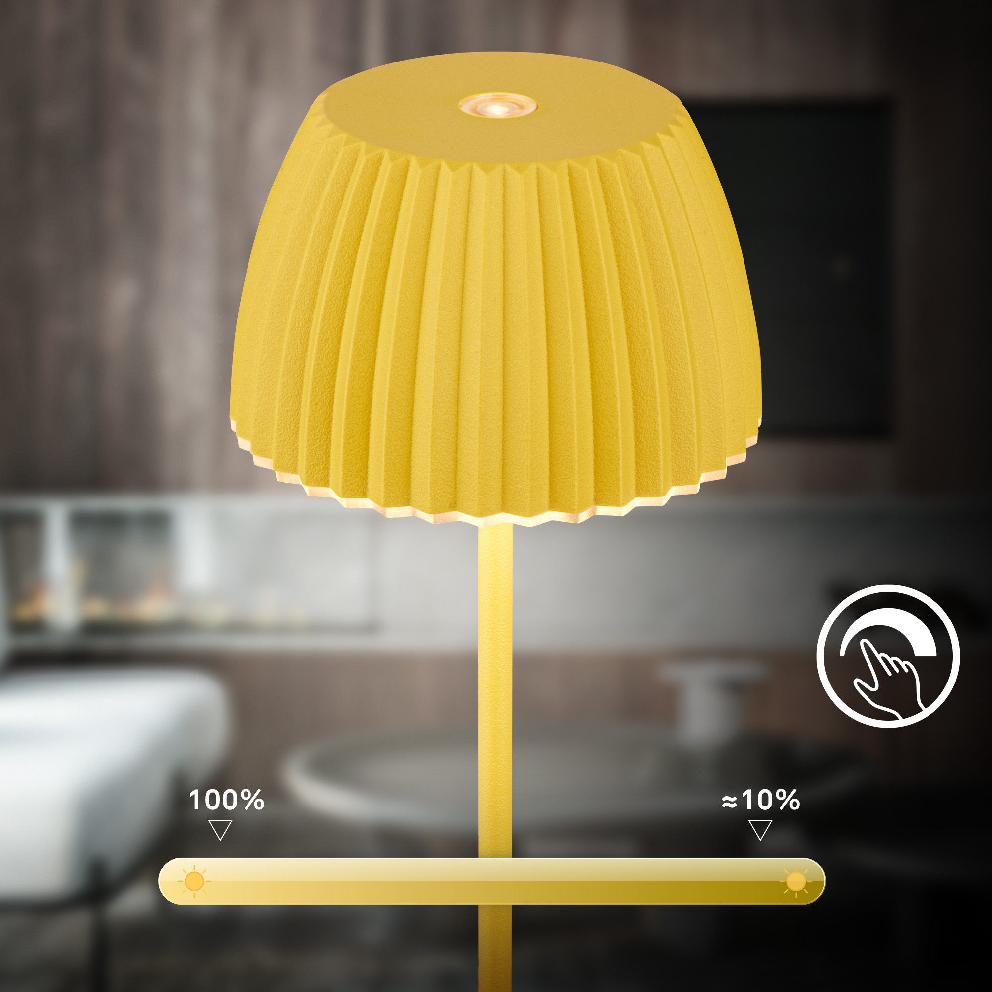 Briloner Leuchten Led-tafellamp Accu LED tafellamp, mini, geel