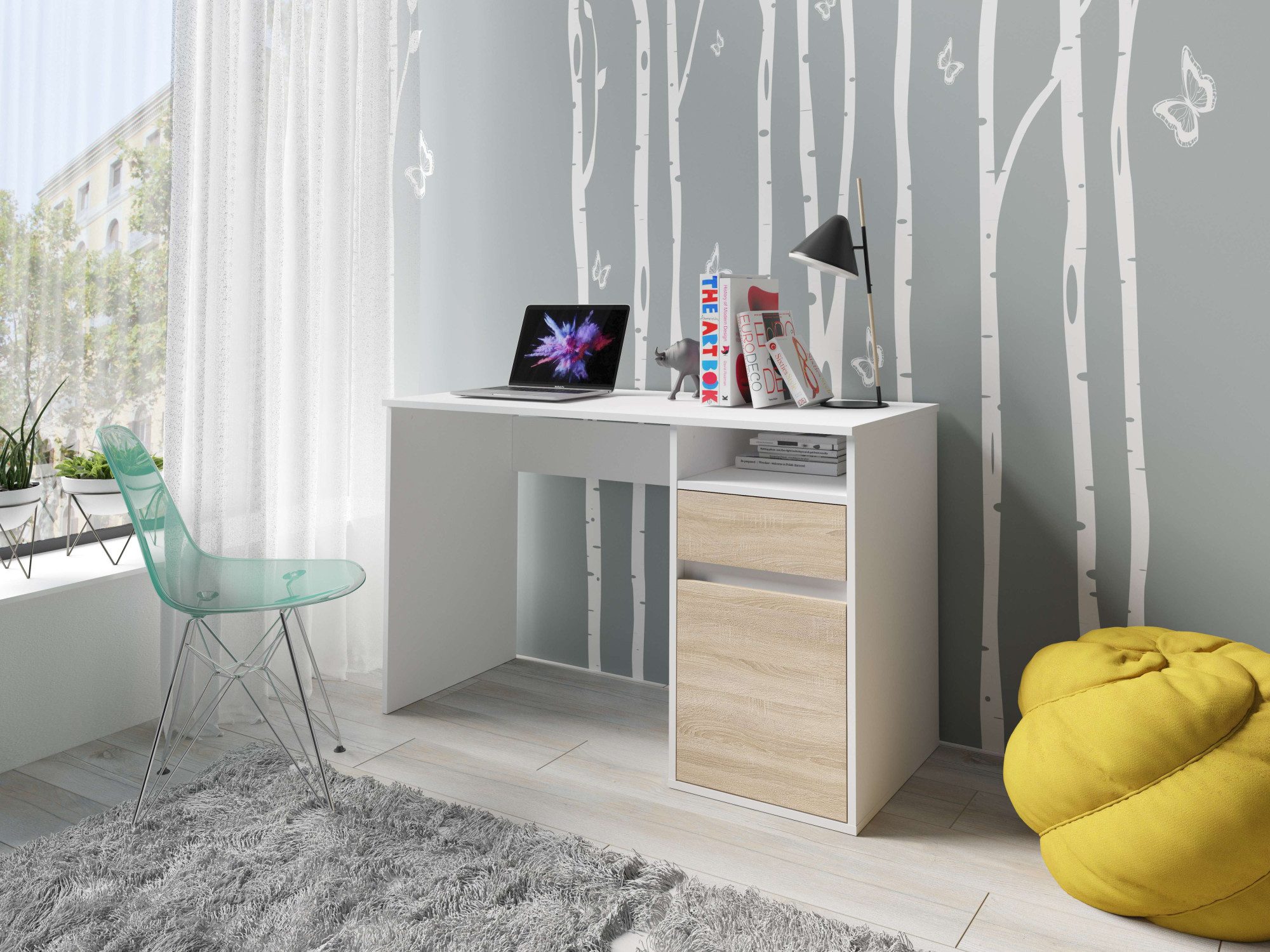 INOSIGN Bureau TINSLEY met lade en deur, breedte 120 x 53 cm bureaus wit