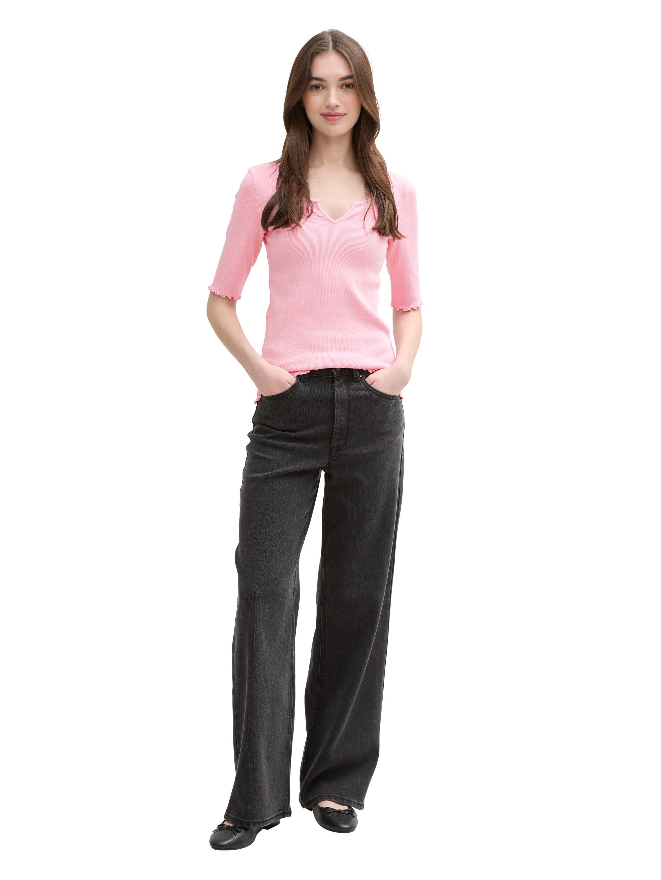 Tom Tailor Denim T-shirt met ribstructuur