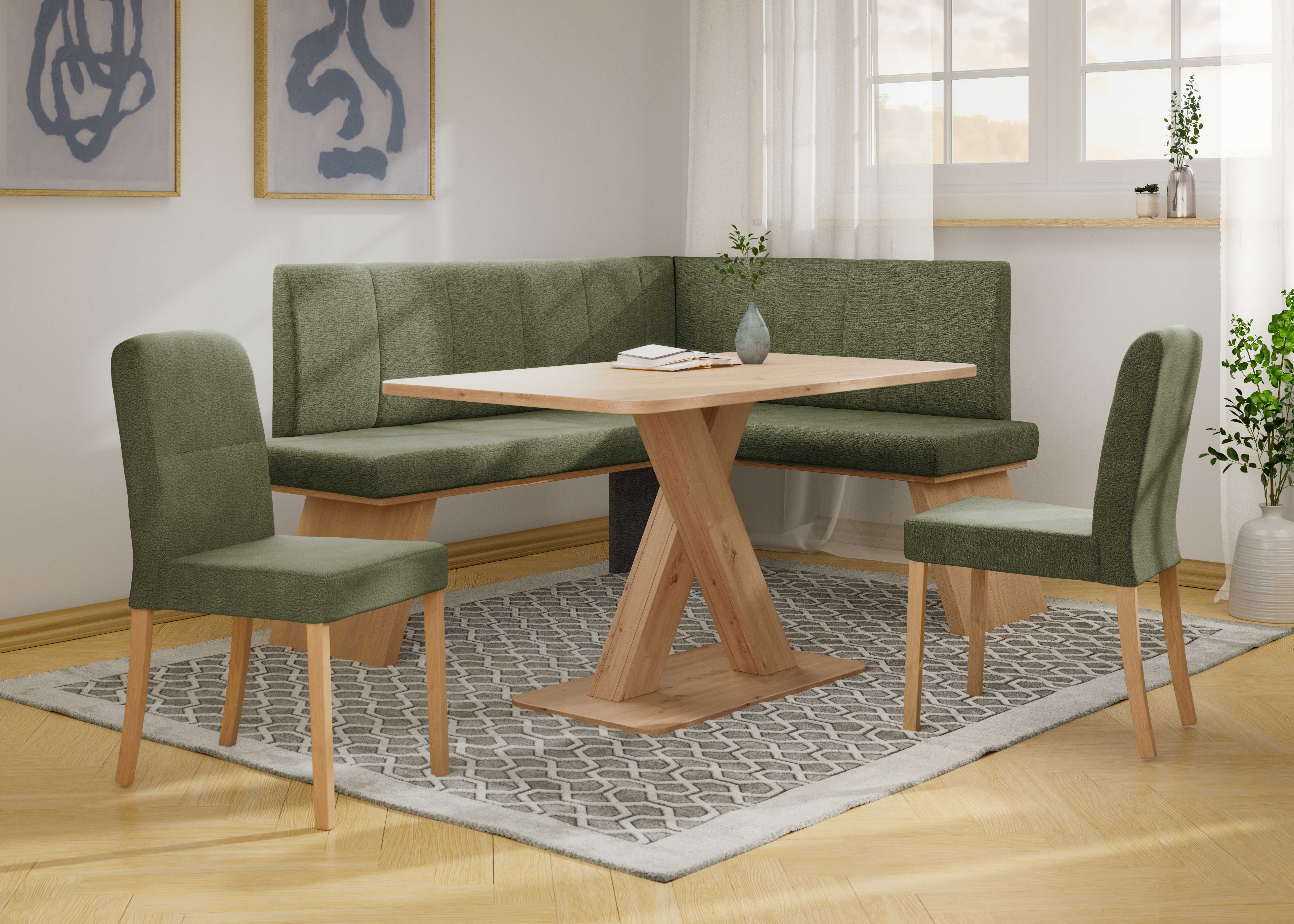 Home affaire Eethoek Nina Eetkamer zitgroep stoelen tafel en bank comfortabel gepolsterd (4-delig)