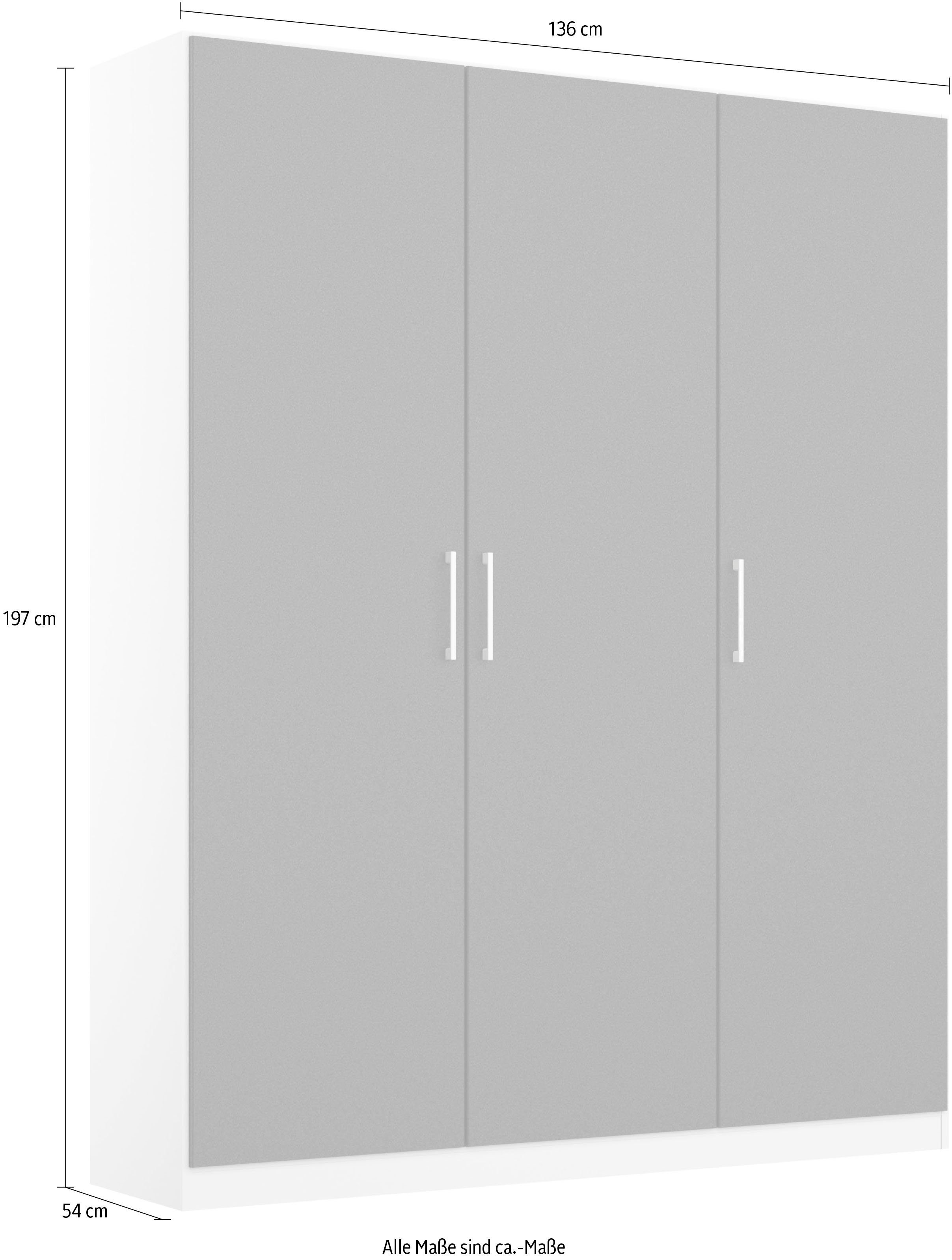 rauch Draaideurkast Kledingkast COSMO met extra legplanken, metalen grepen in wit made in germany