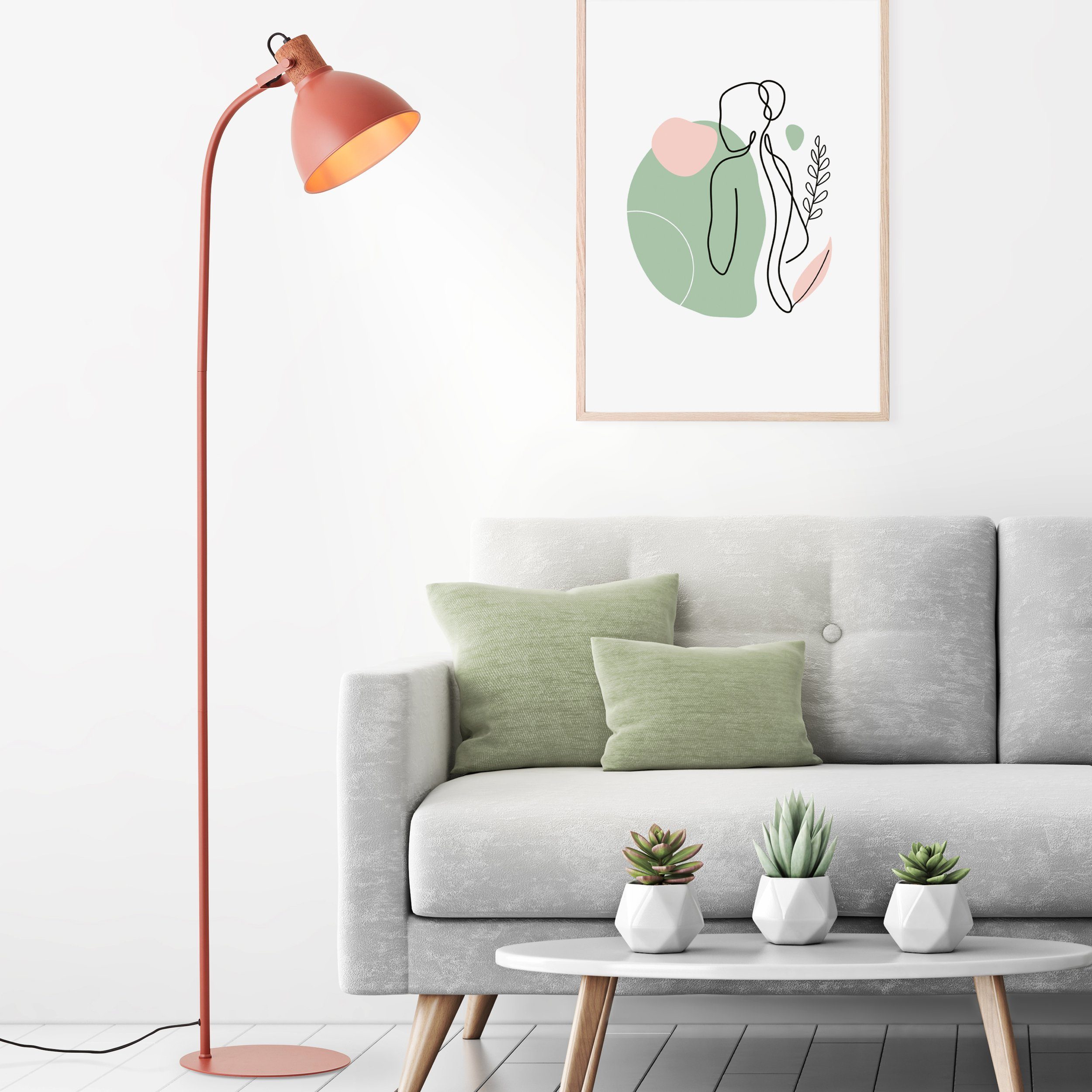 Brilliant Leuchten Staande lamp Erena Hoogte 150 cm, E27, metaal/hout