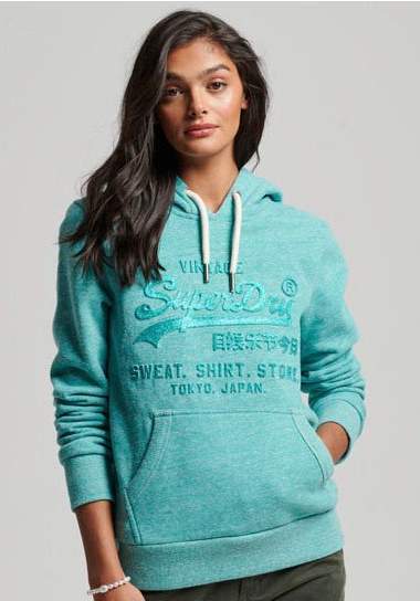 superdry hoodie vintage logo blauw