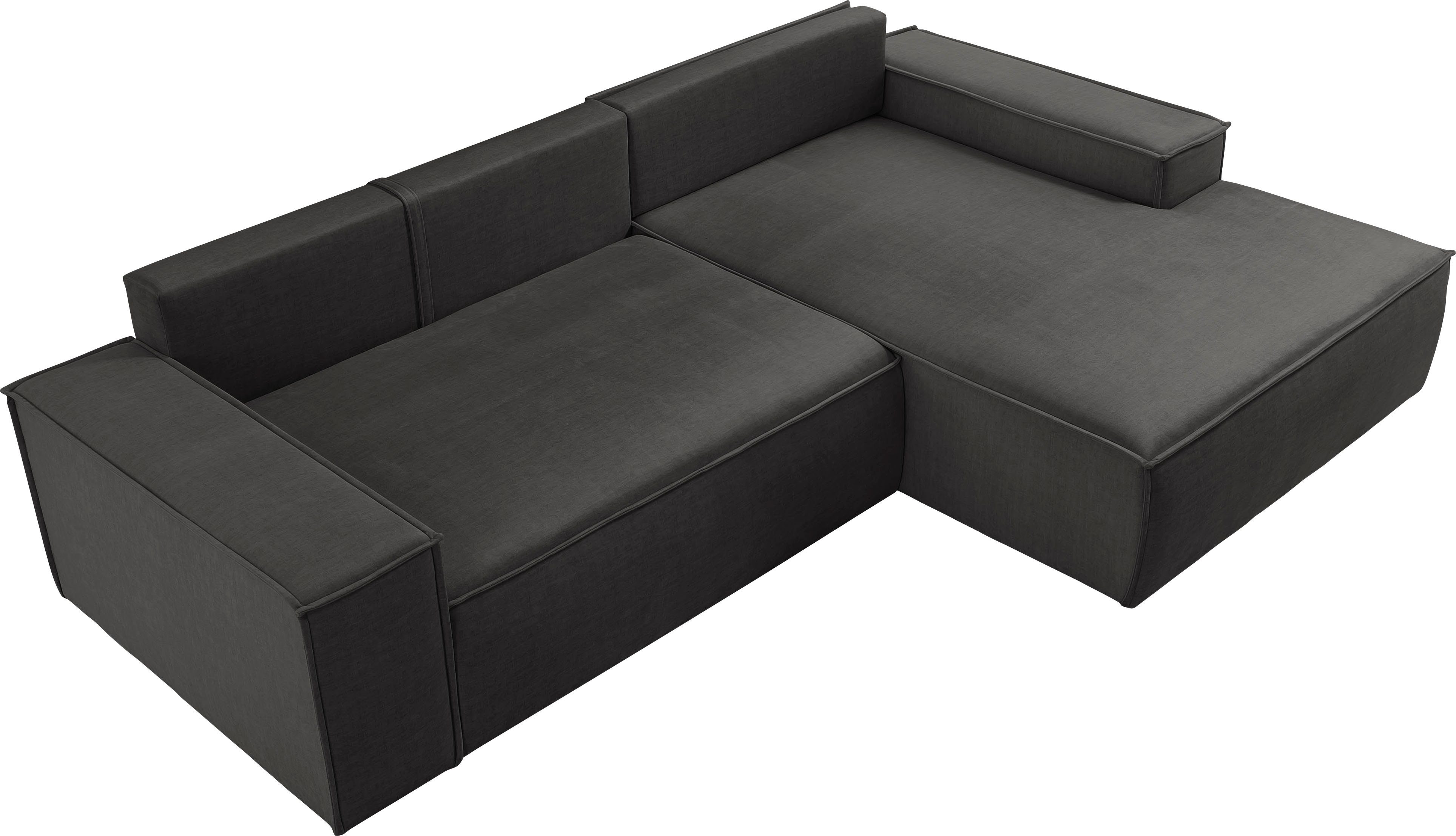 Home affaire Hoekbank SHERWOOD bedbank 267 cm, L-model, Slaapfunctie met bedlade (210x136 cm), cord, vintage, fluweel