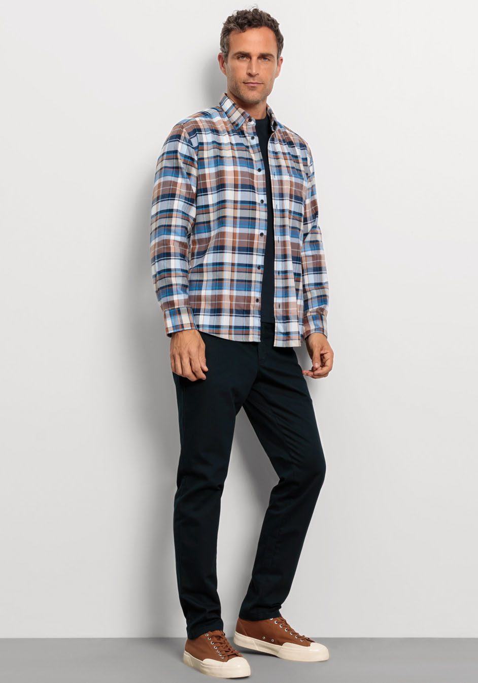 OLYMP Overhemd met lange mouwen Casual in ruitdessin, button-down-kraag