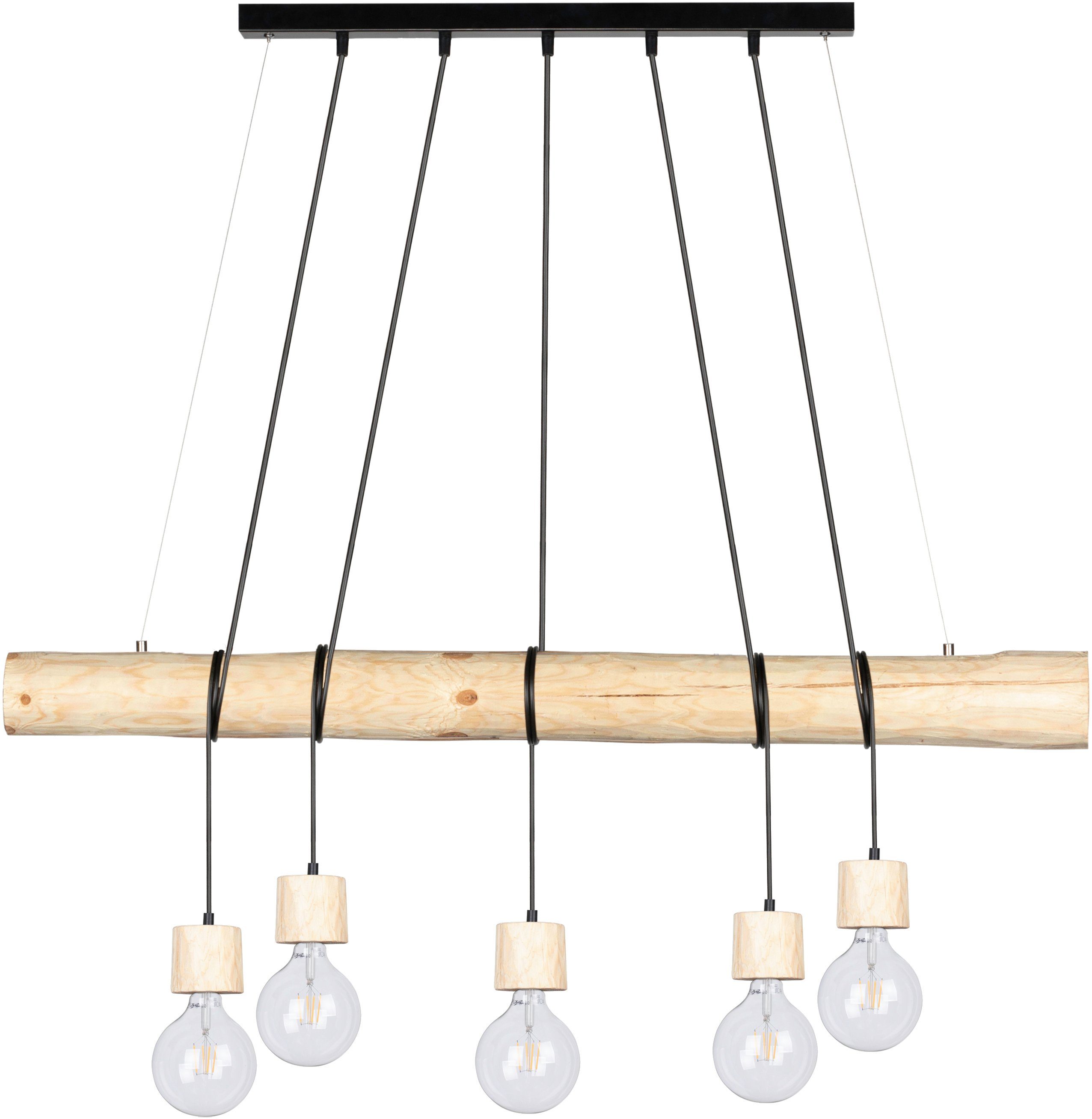 SPOT Light Hanglamp TRABO PINO Hanglamp, houten balk van massief grenenhout ø 8-12 cm, duurzaam - FSC®-gecertificeerd, bijpassende LM E27/exclusief, Made in Europe