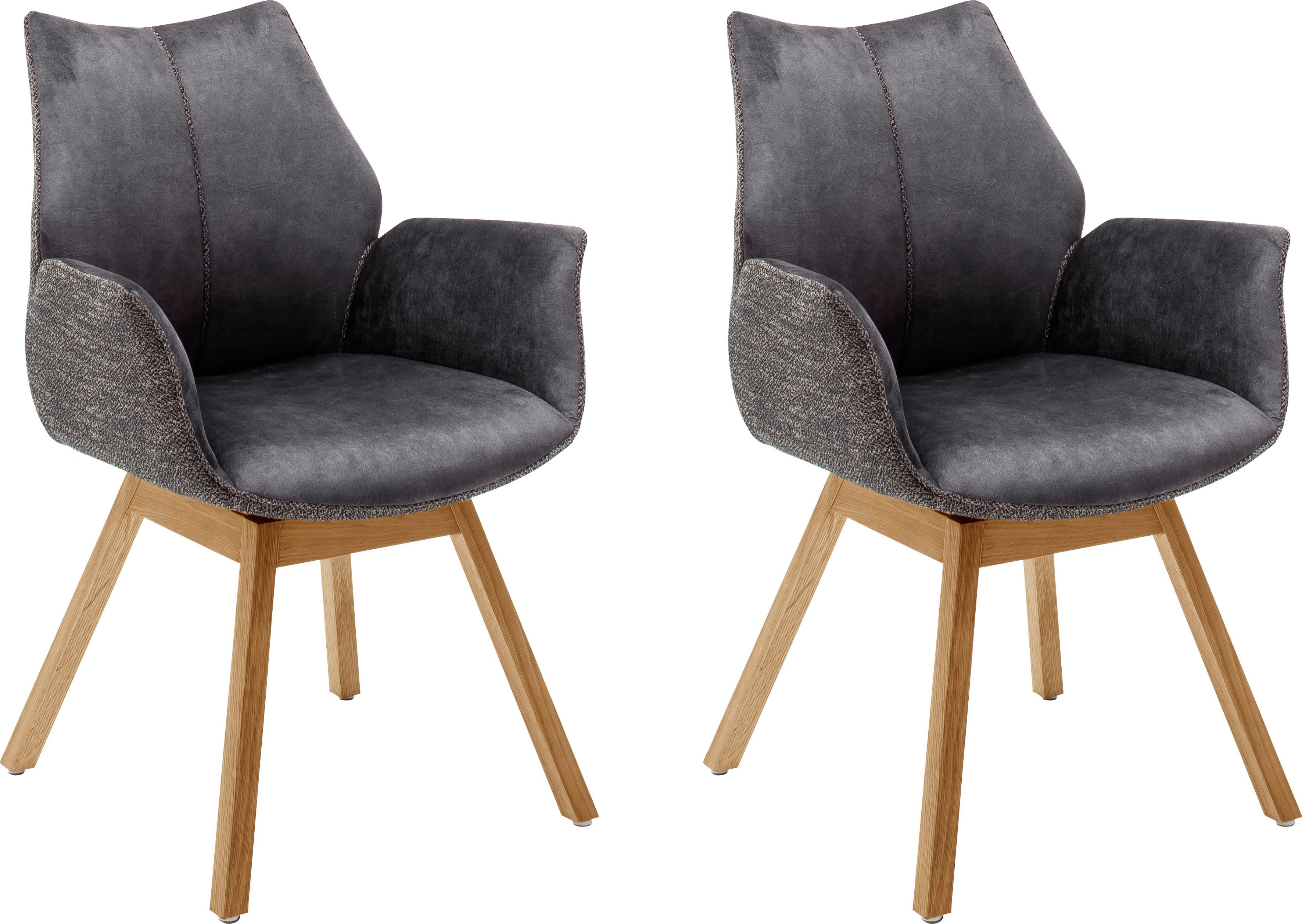 MCA furniture Stoel met armleuningen Tacoma set van 2 in vintage suède-look, 180° draaibaar, tot 120 kg belastbaar (set, 2 stuks)