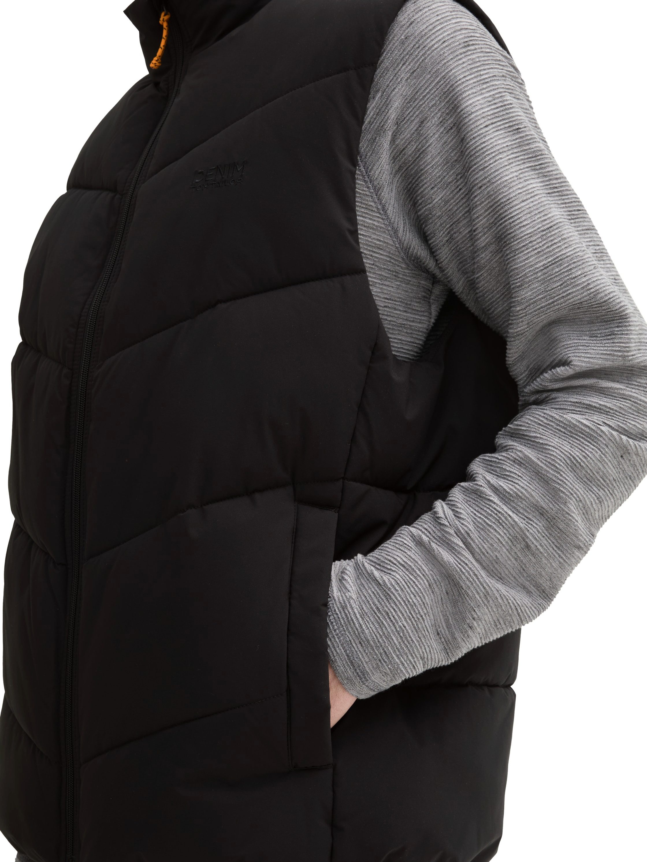 Tom Tailor Denim Bodywarmer met opstaande kraag en logo borduurwerk