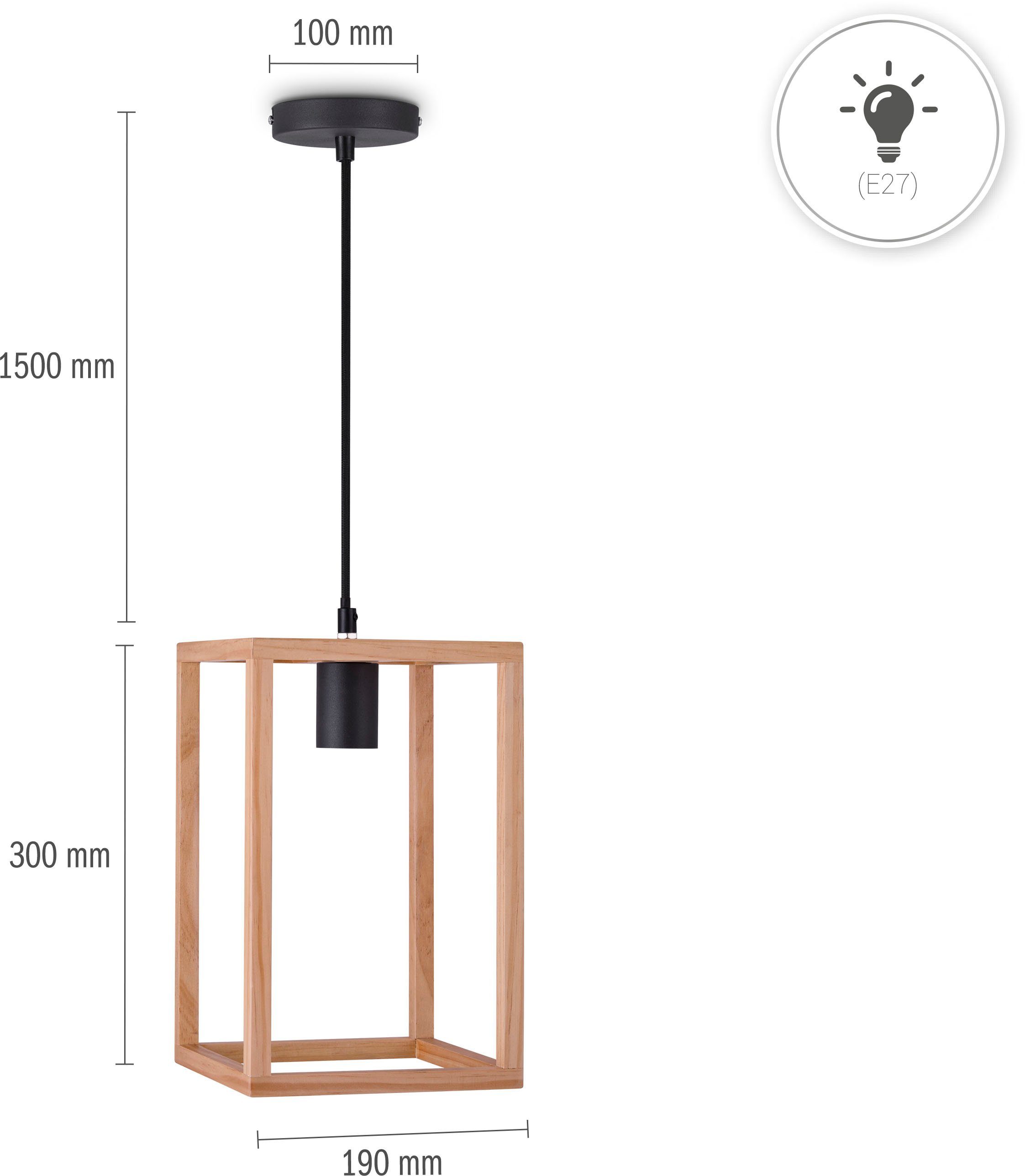 Paco Home Hanglamp Björn LED pendellamp woonkamer eetkamer modern hout eenlampig E27