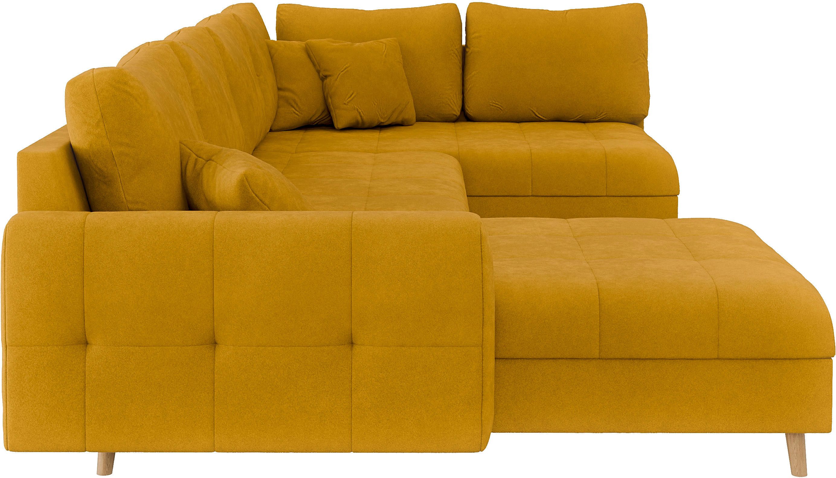 Home affaire Zithoek CHARRE U-vorm met ottomane, afmetingen B/D/H: 310/161/81 cm fijne stiksels, losse rug- en sierkussens, ook in cord en bouclé