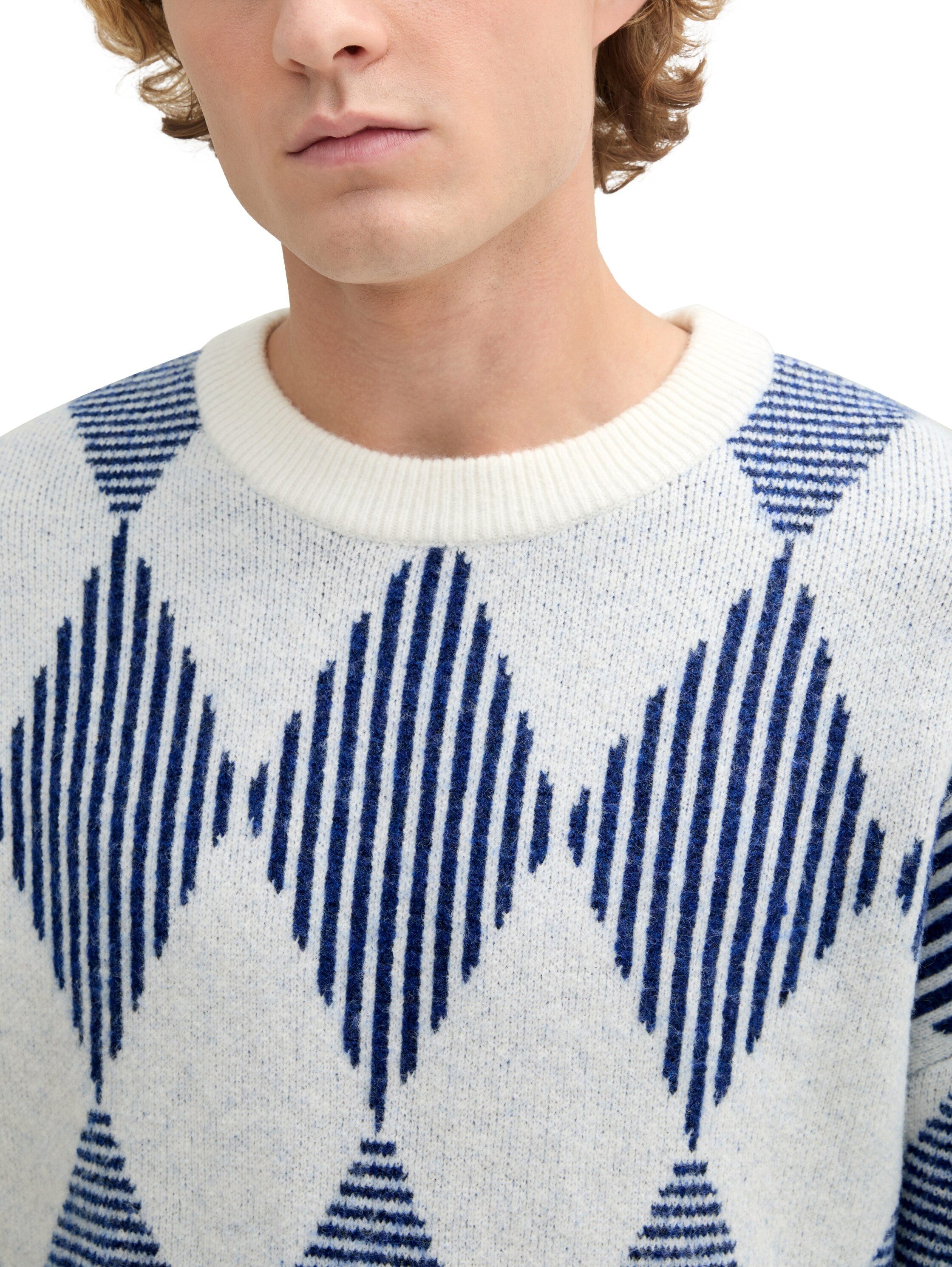 Tom Tailor Denim Trui met ronde hals met argyle patroon