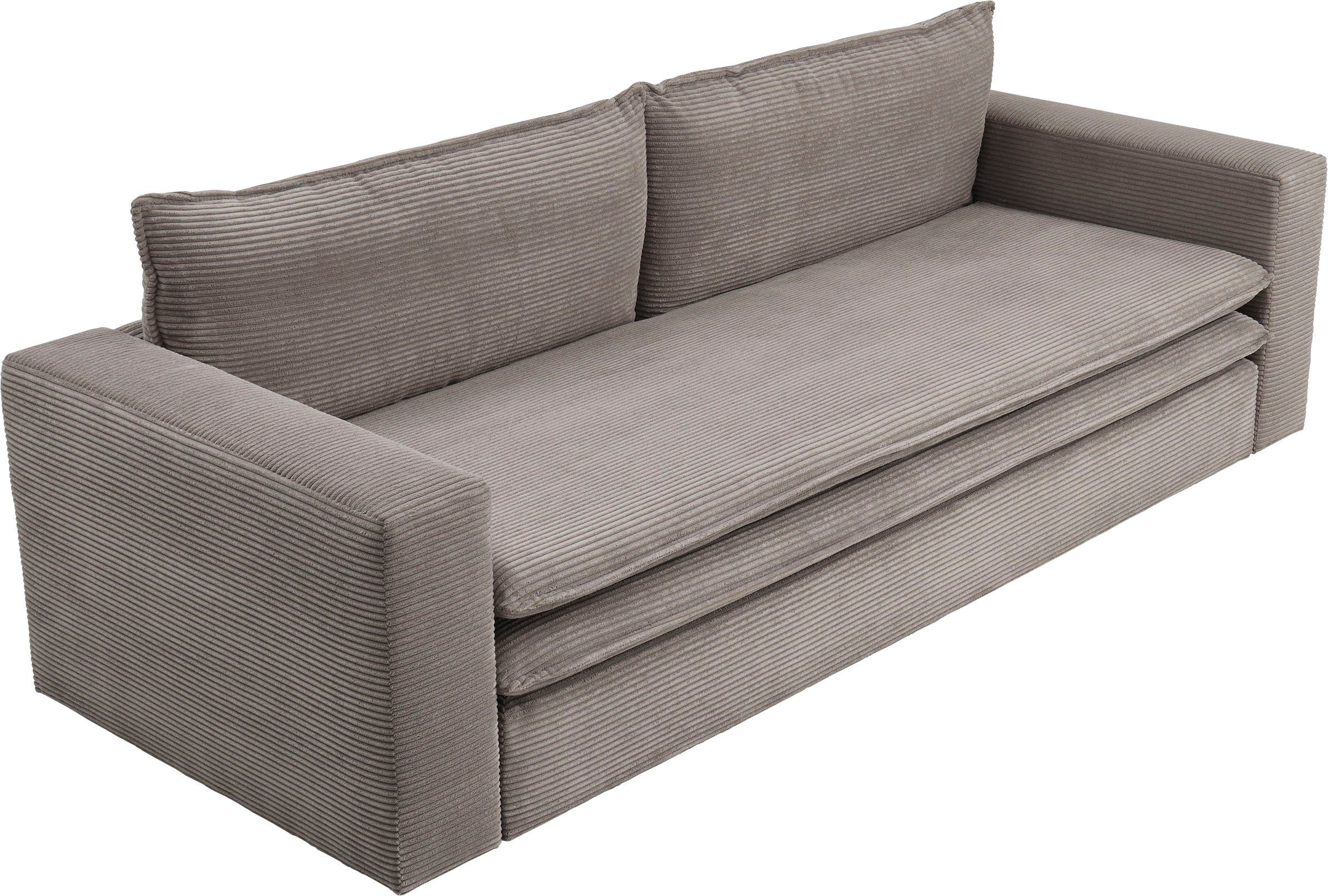 Places of Style 3-zitsbank PIAGGE Cord-bekleding - met slaapfunctie en bedkist, met praktische topmatras