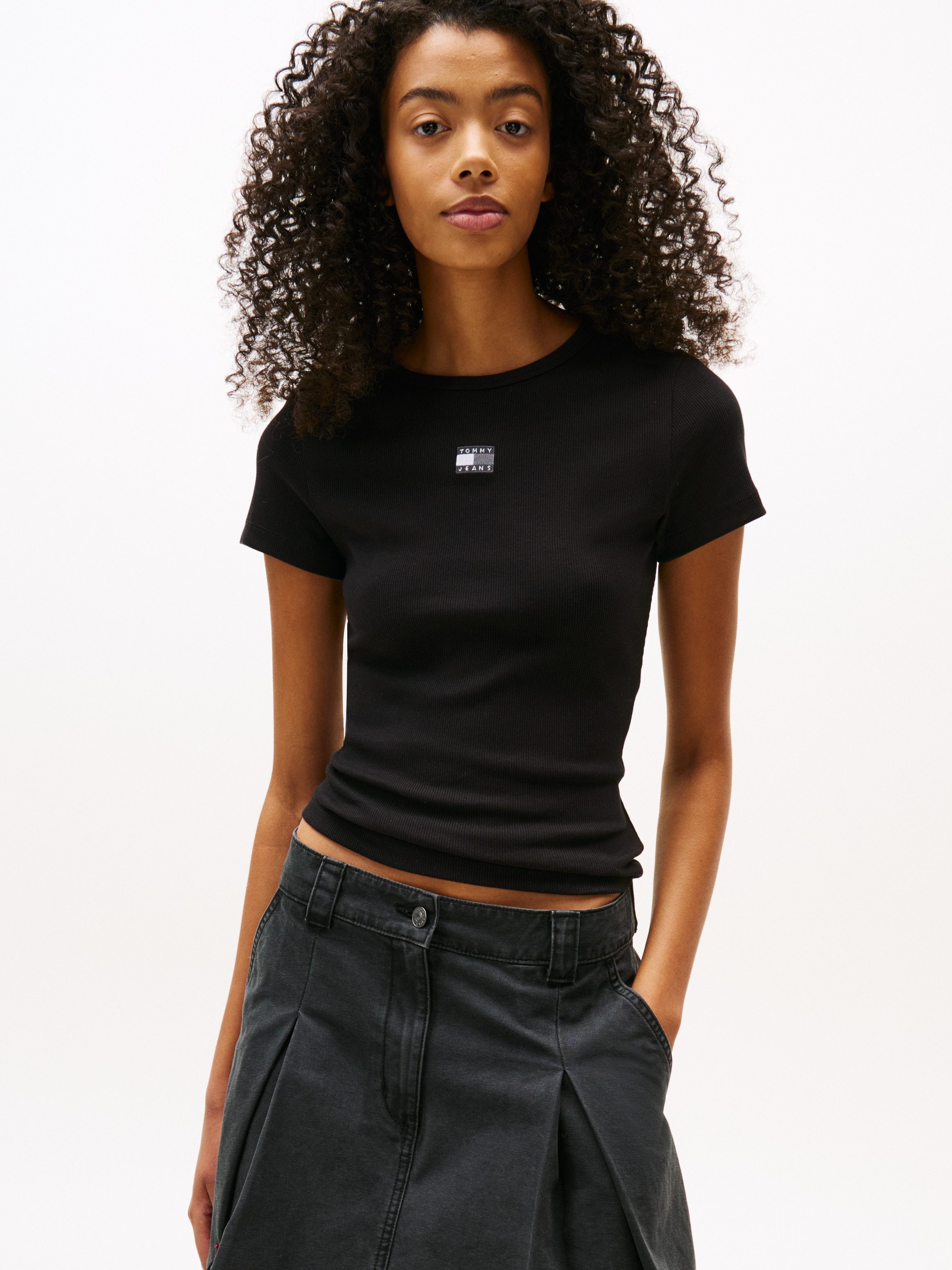 TOMMY JEANS Shirt met korte mouwen TJW SLIM BADGE RIB TEE
