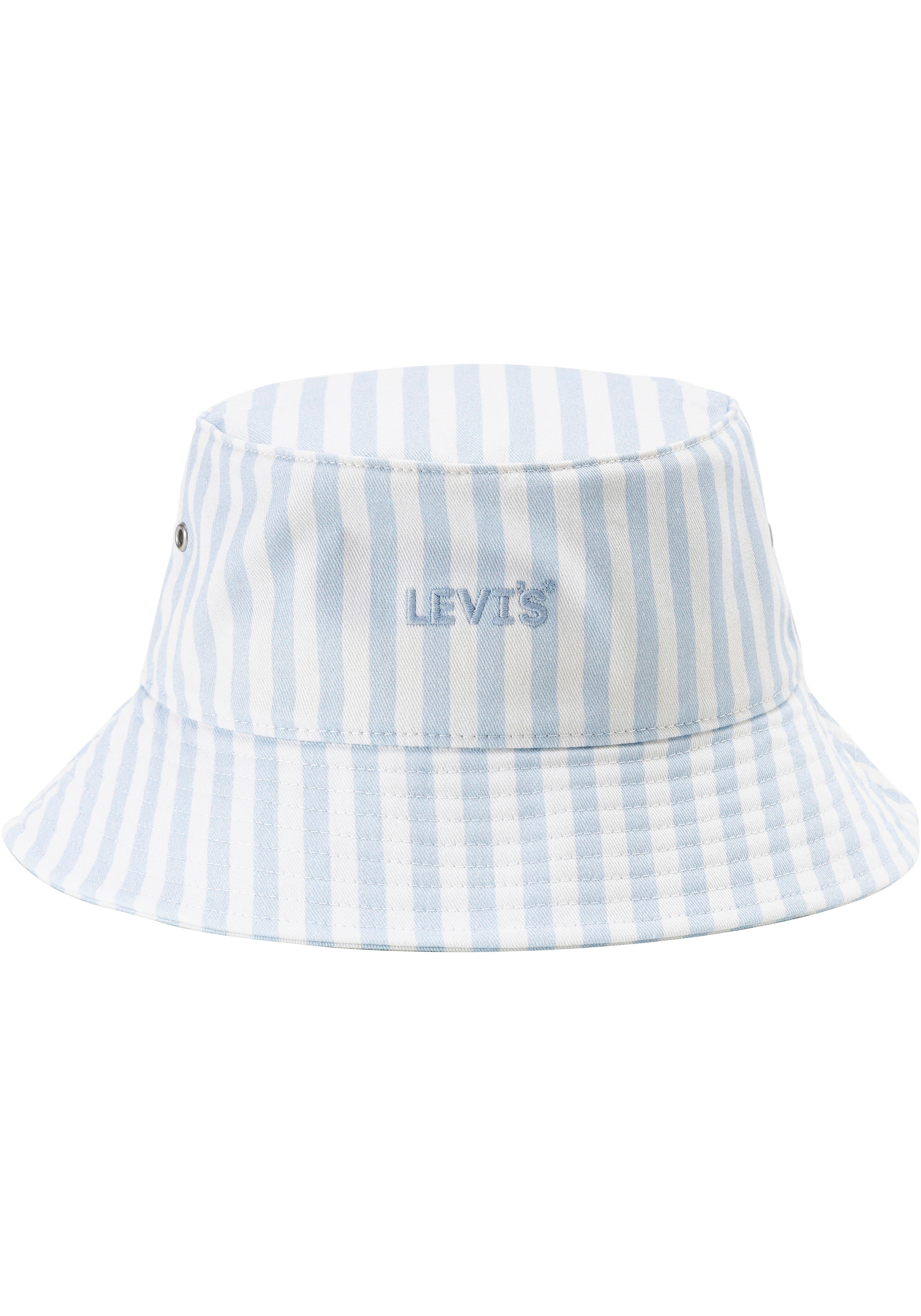 Levi's gestreepte bucket hat lichtblauw