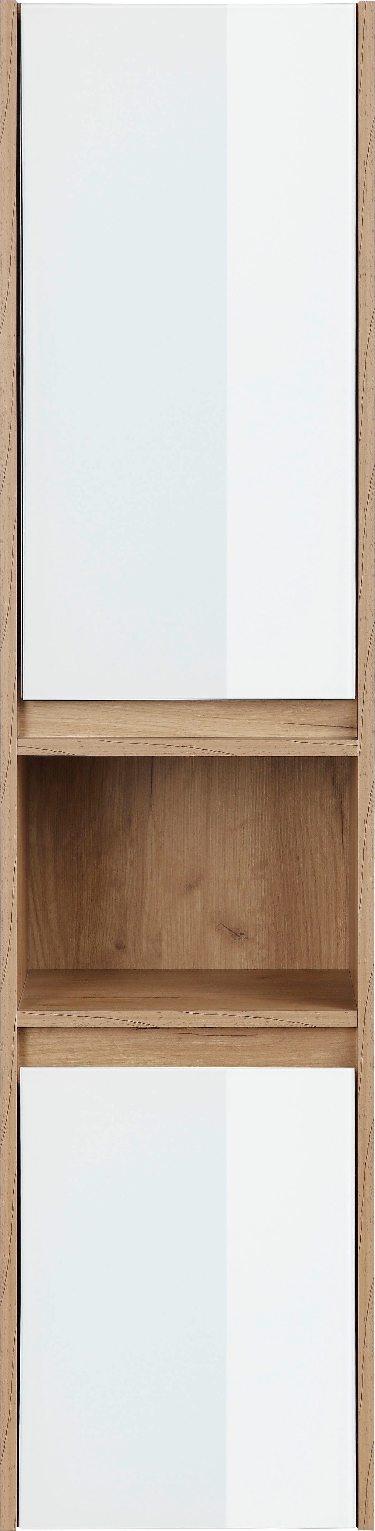 welltime Hoge kast Torun badkamerkast kast breedte 35 cm met glazen fronten