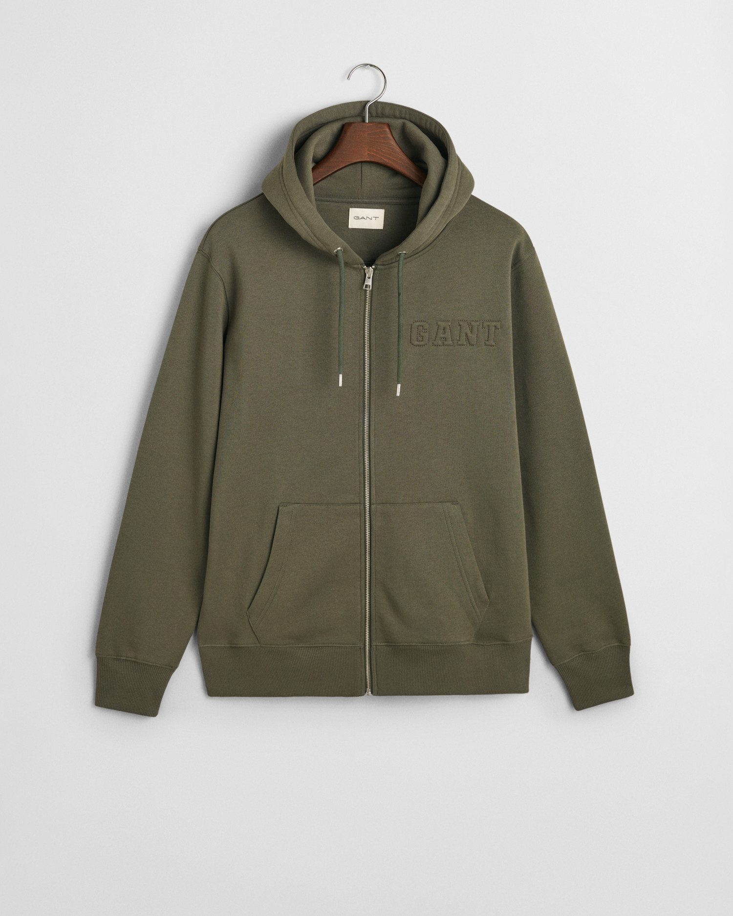 Gant Capuchonsweatvest EMBOSSED FULL-ZIP HOODIE een verheven gant-grafiekembossing op de borst