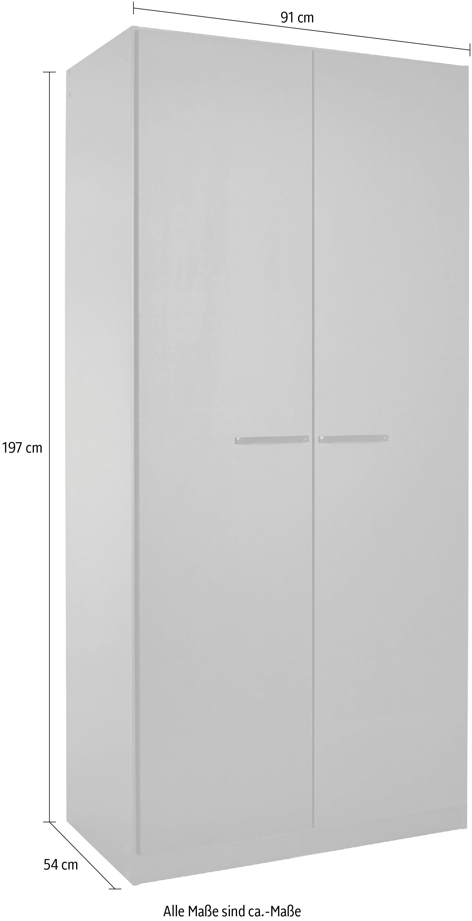 Draaideurkast Kledingkast VANDOR in drie breedtes, hoogte 197 cm, grepen in grijs metallic made in germany