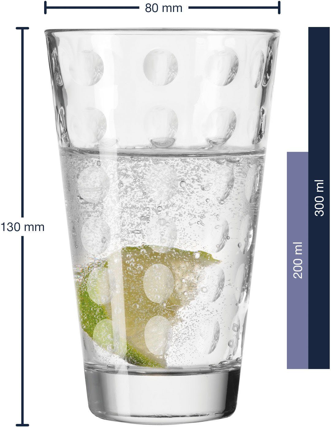 LEONARDO Longdrinkglas Optic 300 ml(set, 6-delig)