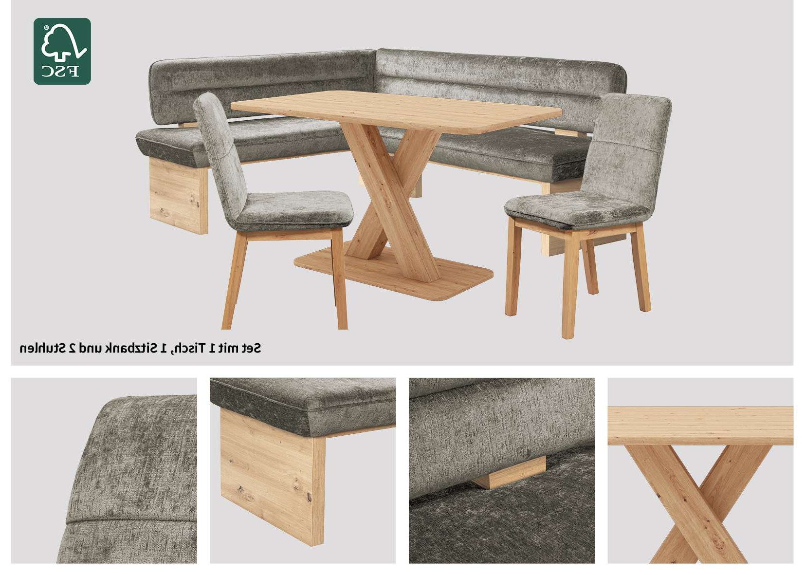 Home affaire Eethoek Louise + Miles eetkamerset, zitgroep, hoekbank, keukenbank Eetkamer zitgroep stoelen tafel en bank comfortabel gepolsterd (4-delig)