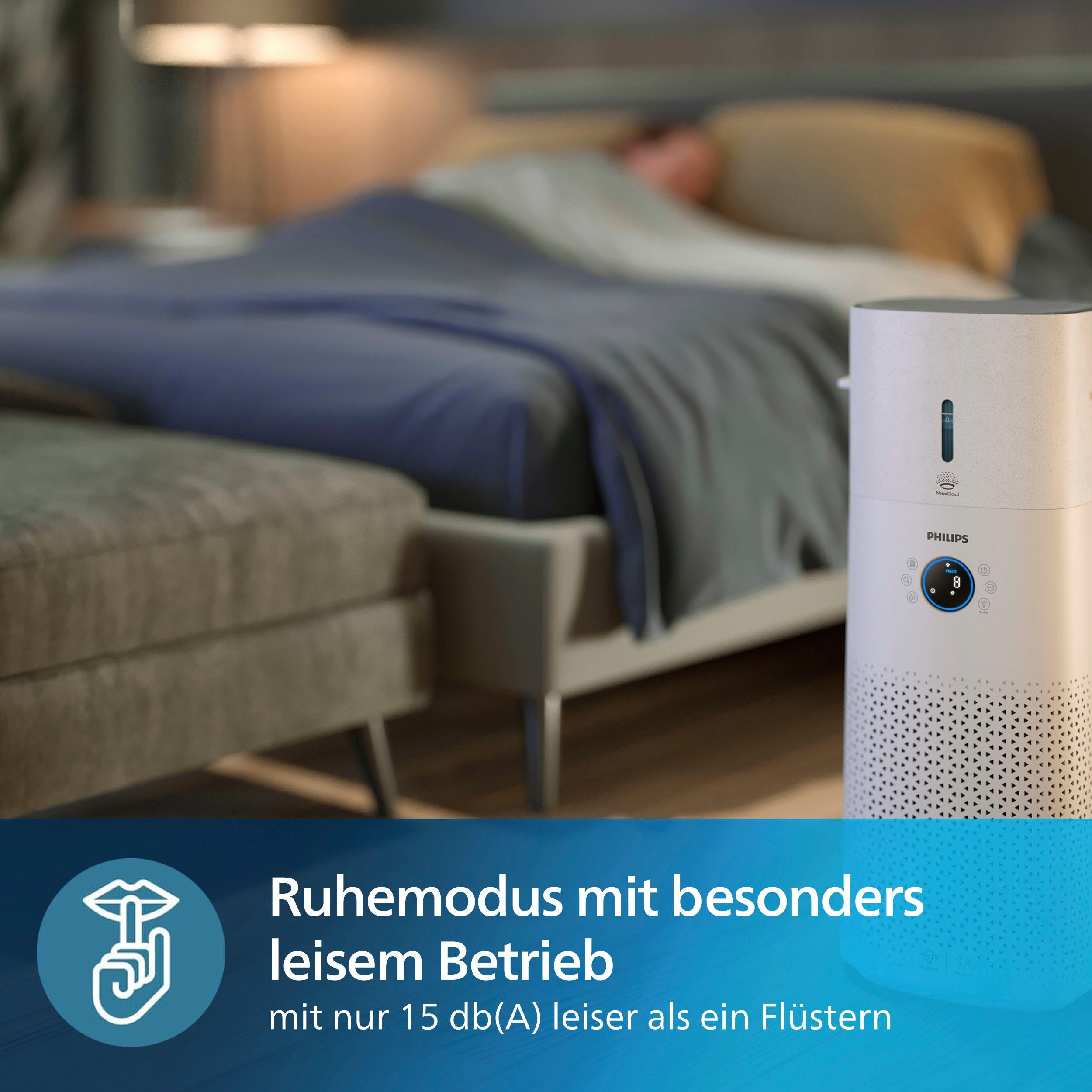 Philips Luchtbevochtiger en -reiniger combinatie AC3737/10 3000 Series met 505 m³/h cadr en 650 ml/h bevochtigingssnelheid, wlan, air+ app